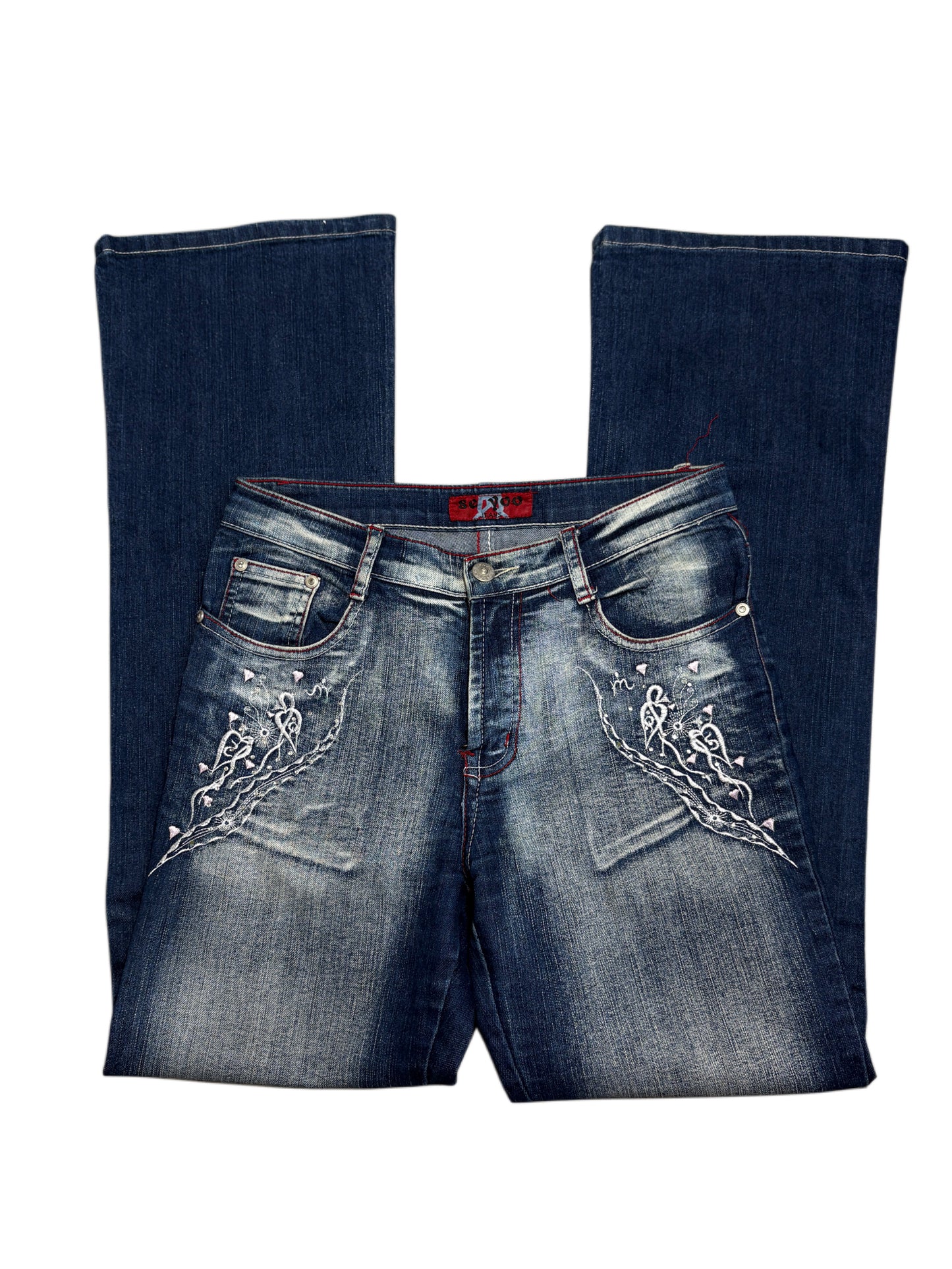 2000s Flare Jeans Dzwony Washed Y2K