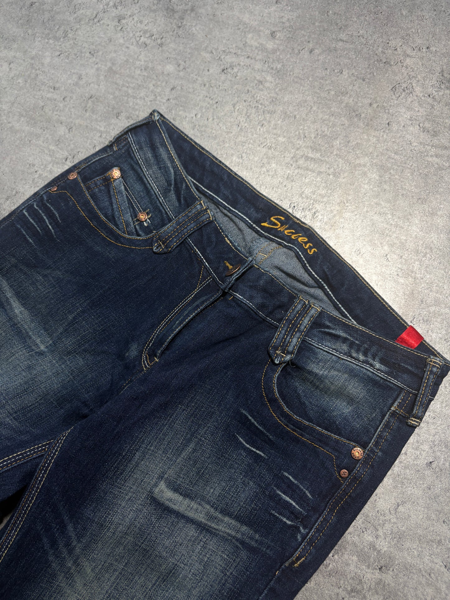 2000s Flare Embroidery Washed Jeans