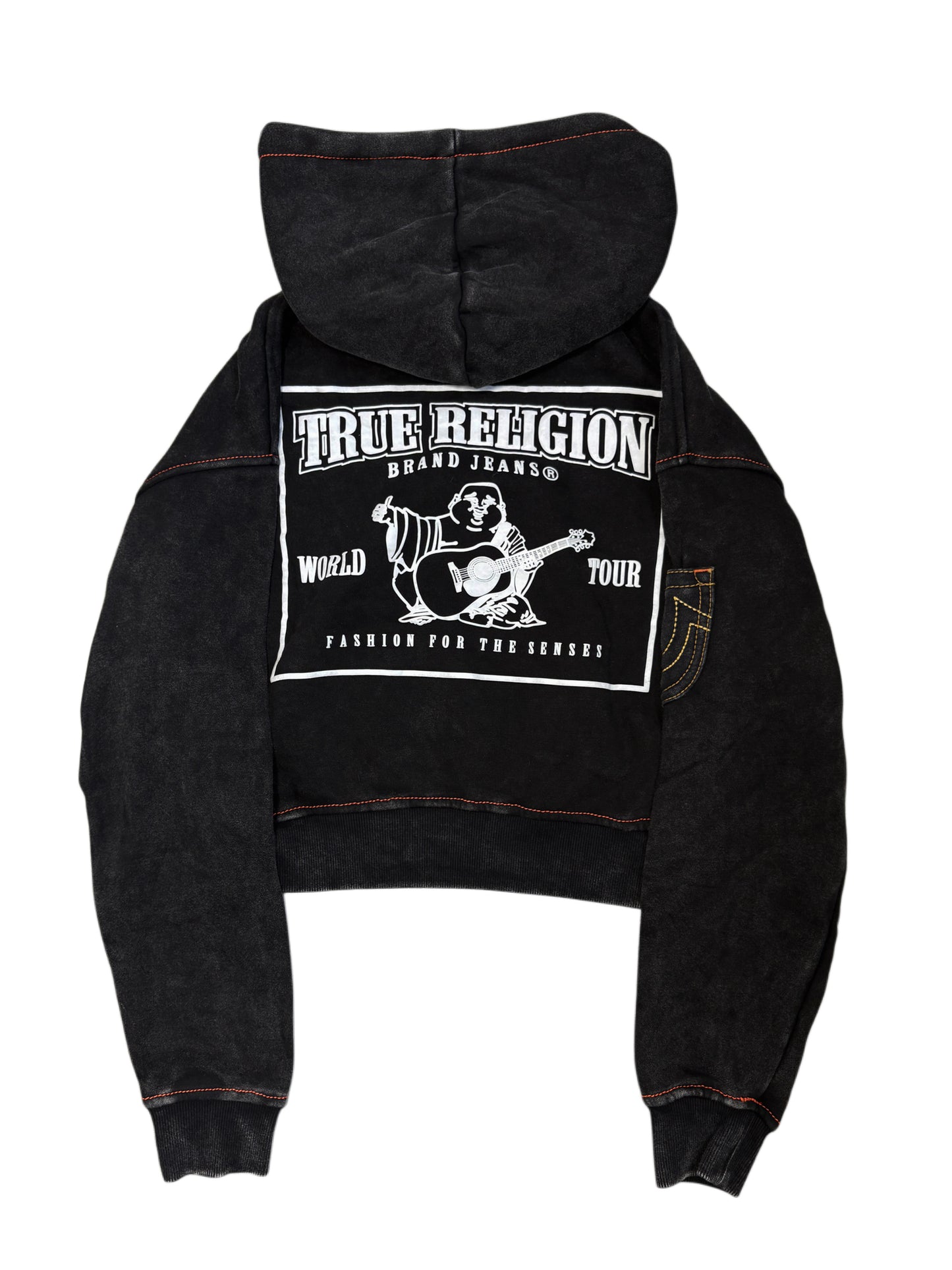 True Religion Black Hoodie Washed Effect