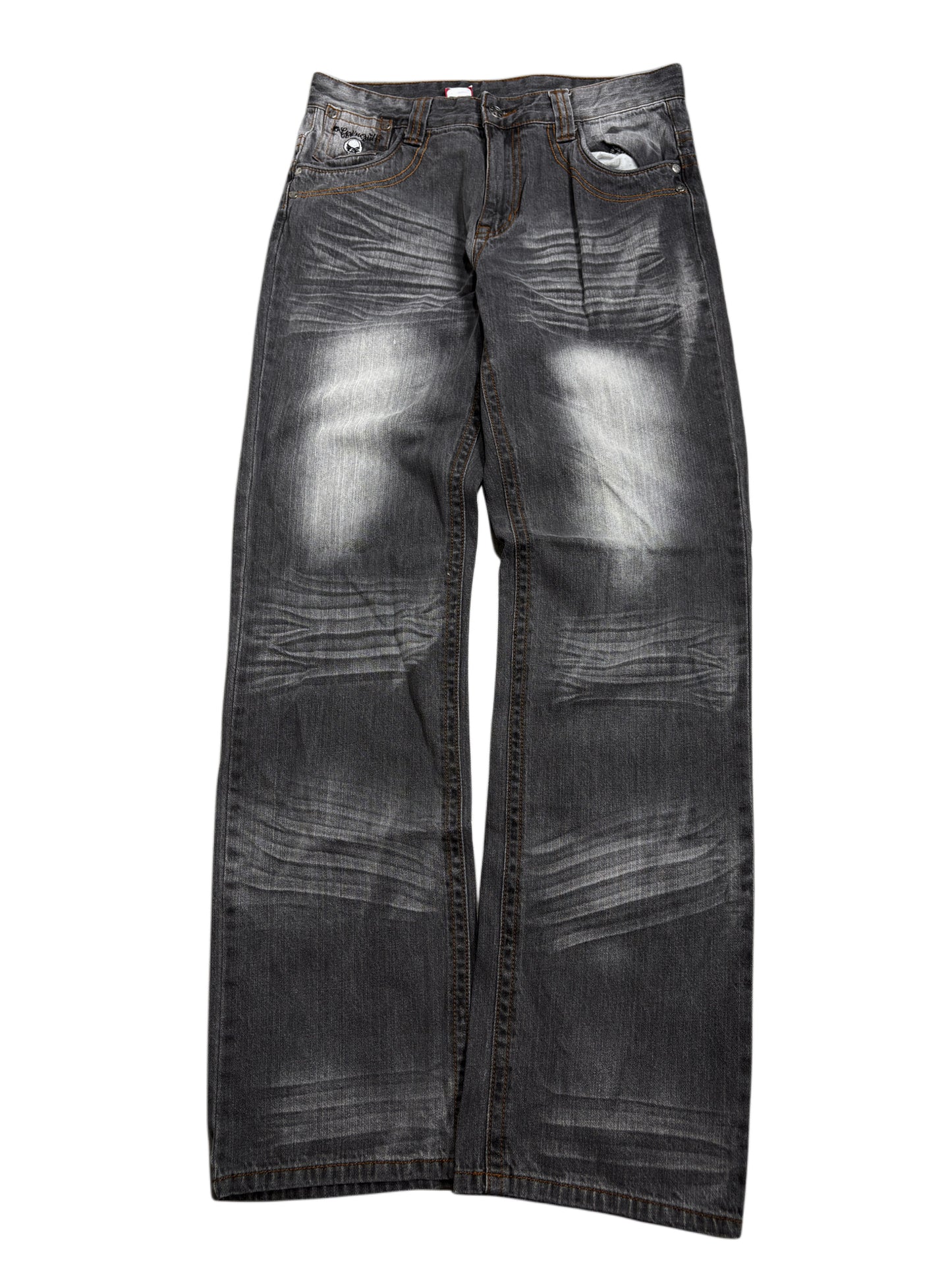 2000s here there rap Grey washed Jeans