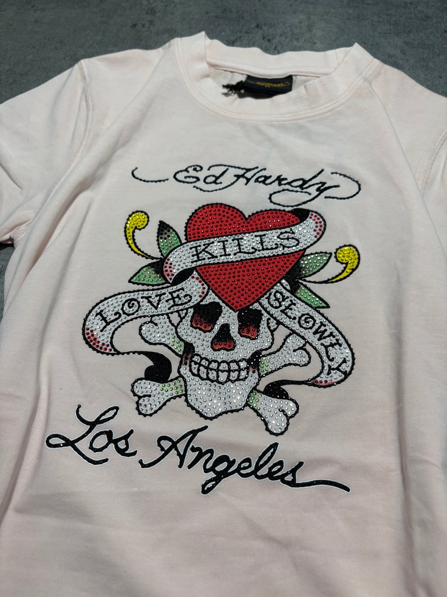 2000s Ed Hardy Skull Baby T-shirt Damski