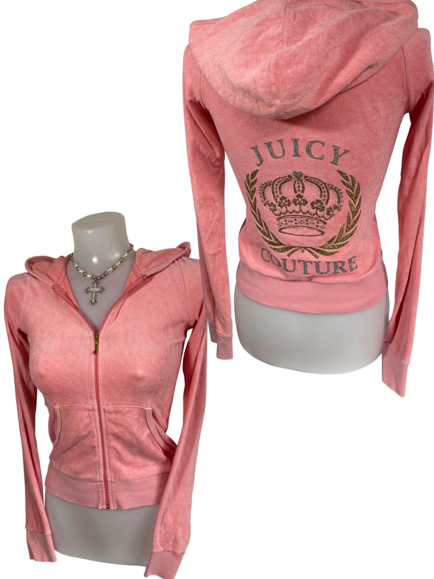 2000s Juicy Couture Welur Zip Up Hoodie pink