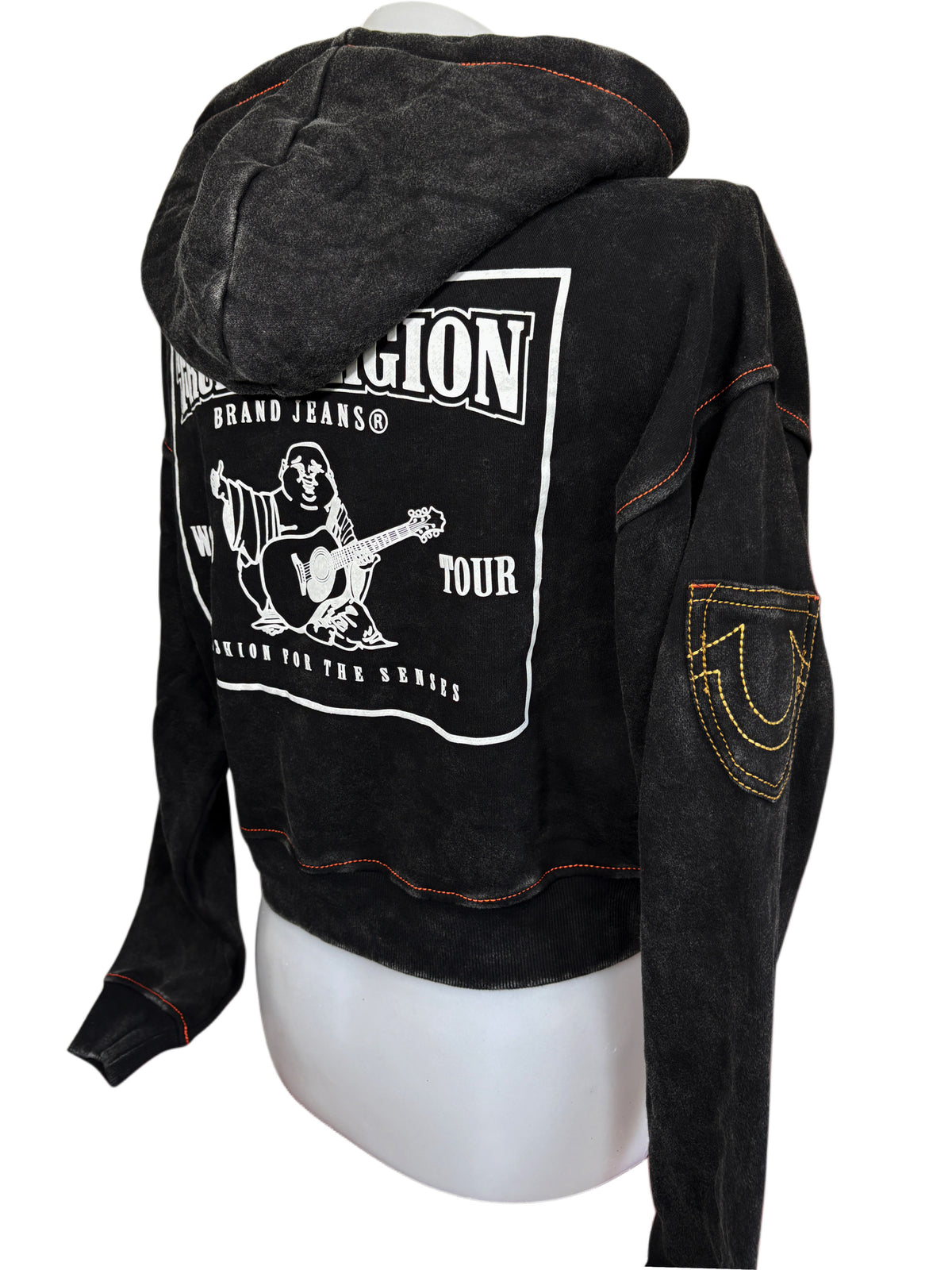 True Religion Black Hoodie Washed Effect