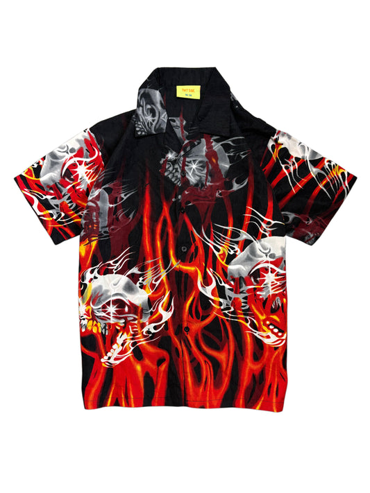 2000s Skull Flame Hawaiian Shirt