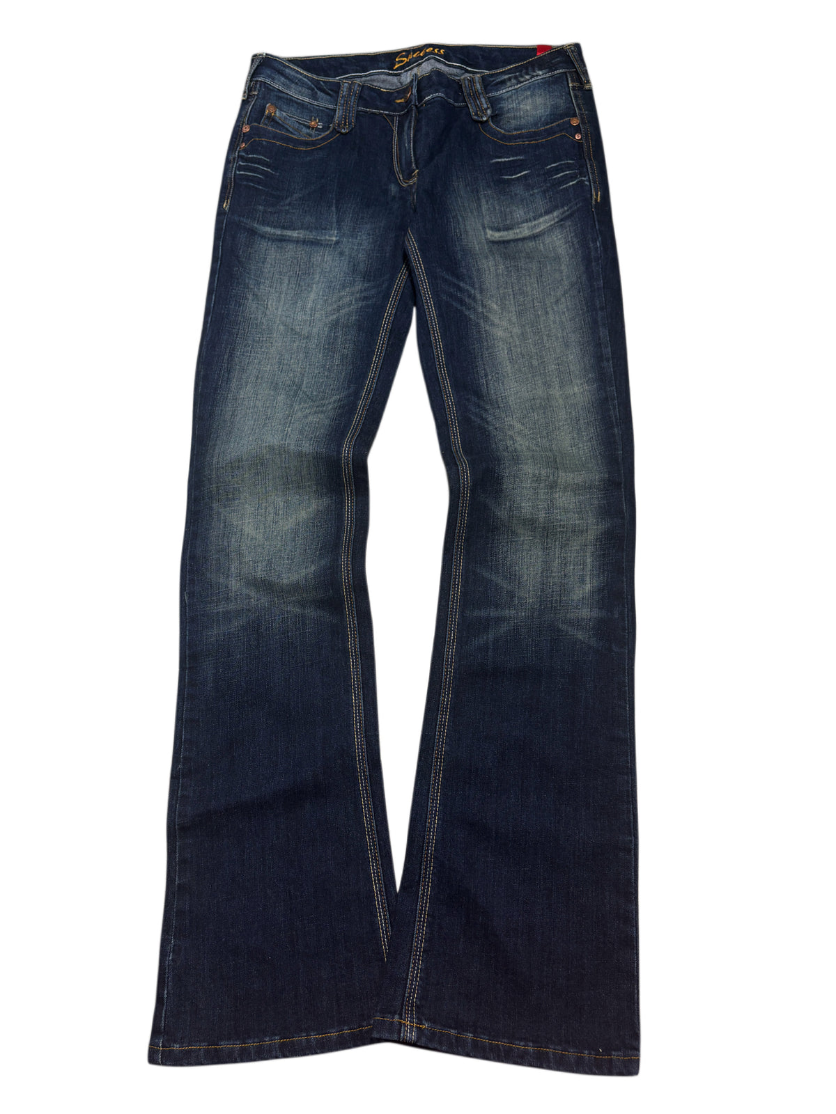 2000s Flare Embroidery Washed Jeans