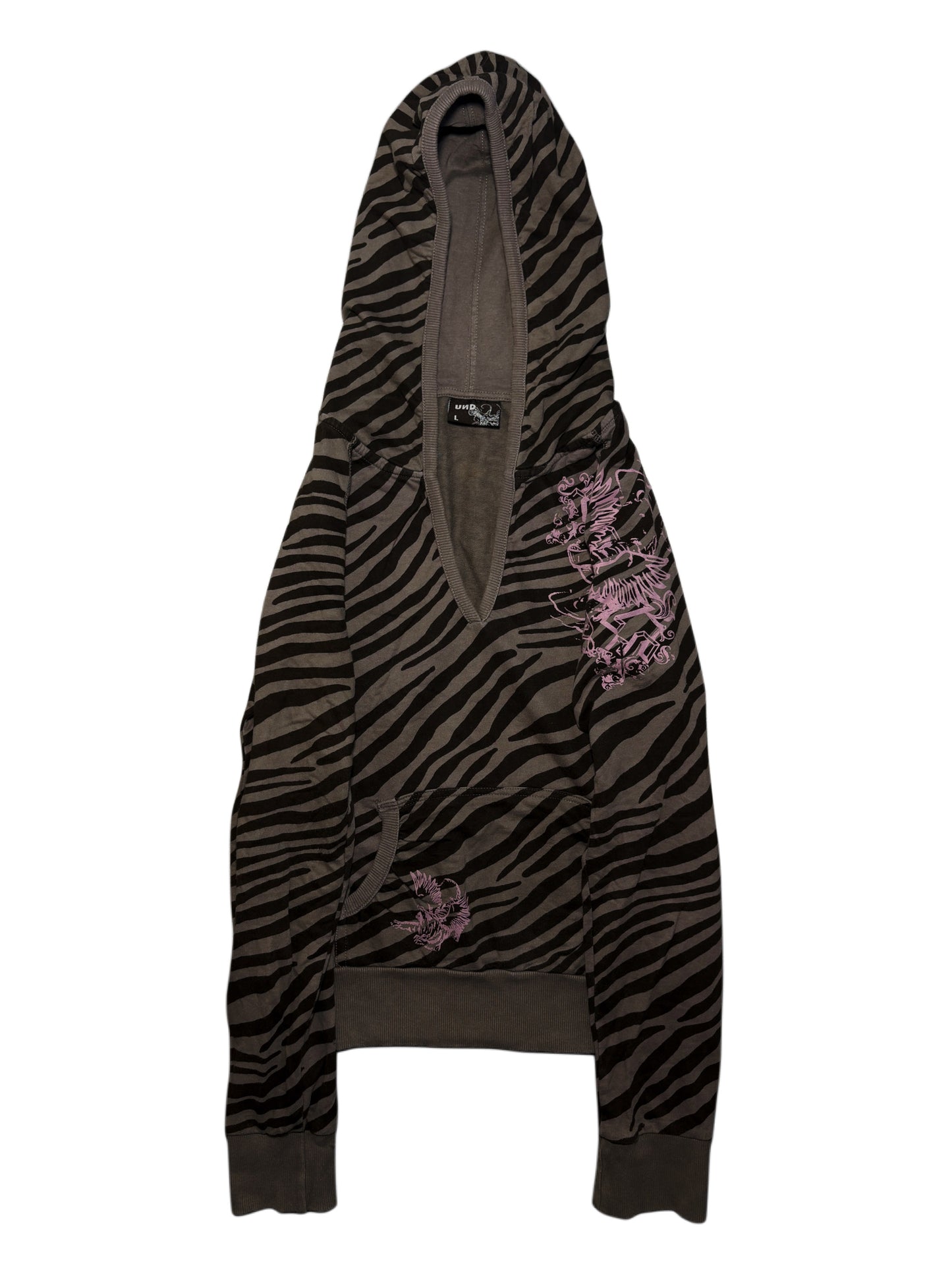 2000s v neck Zebra Print Y2K Hoodie