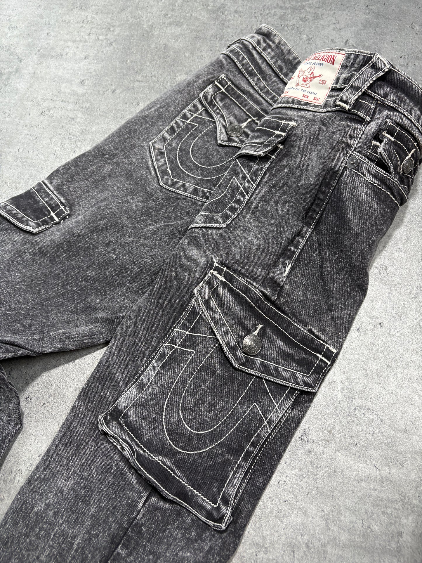True Religion grey flare pockets jeans