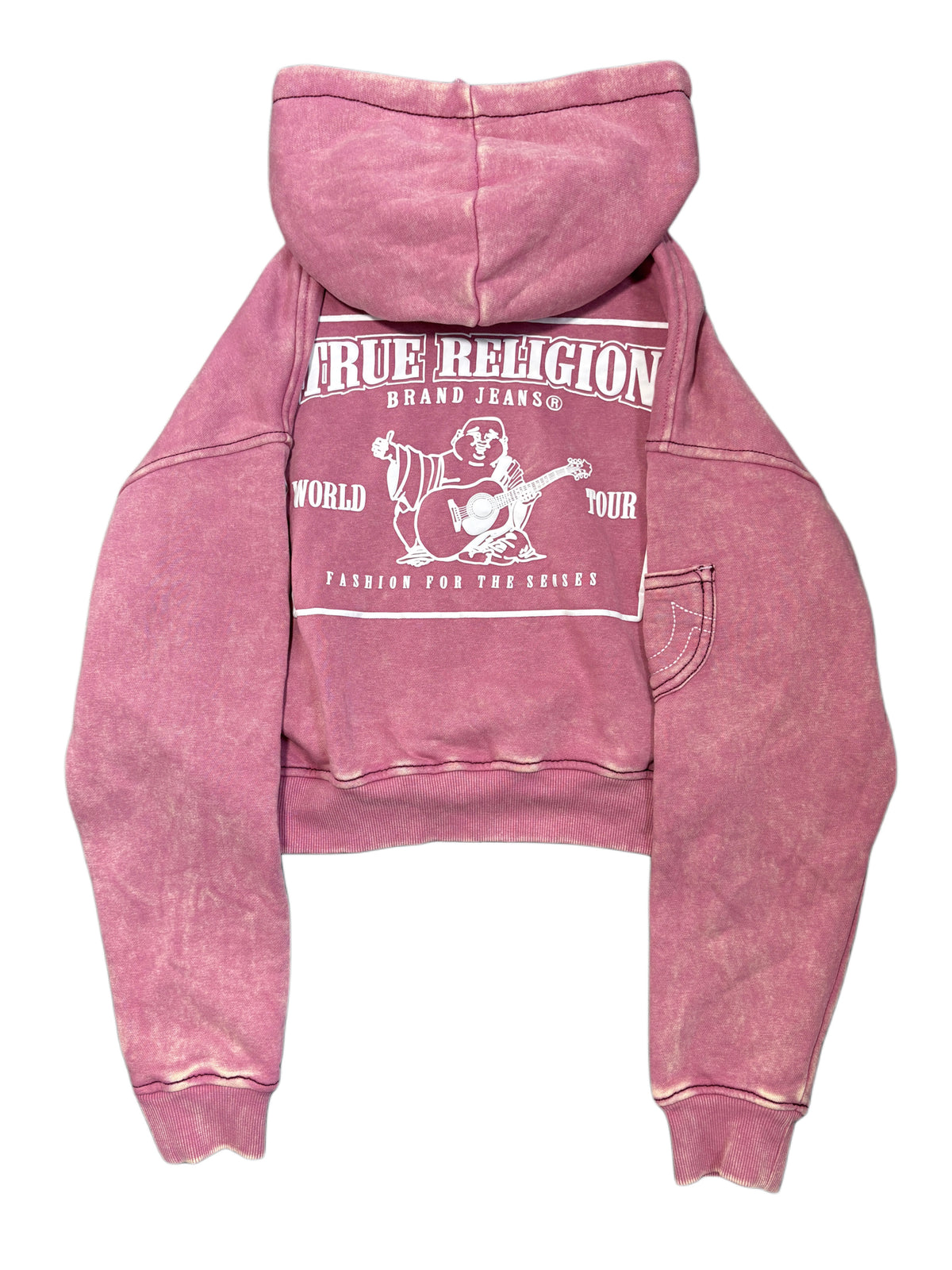 True Religion Pink Hoodie Washed Effect