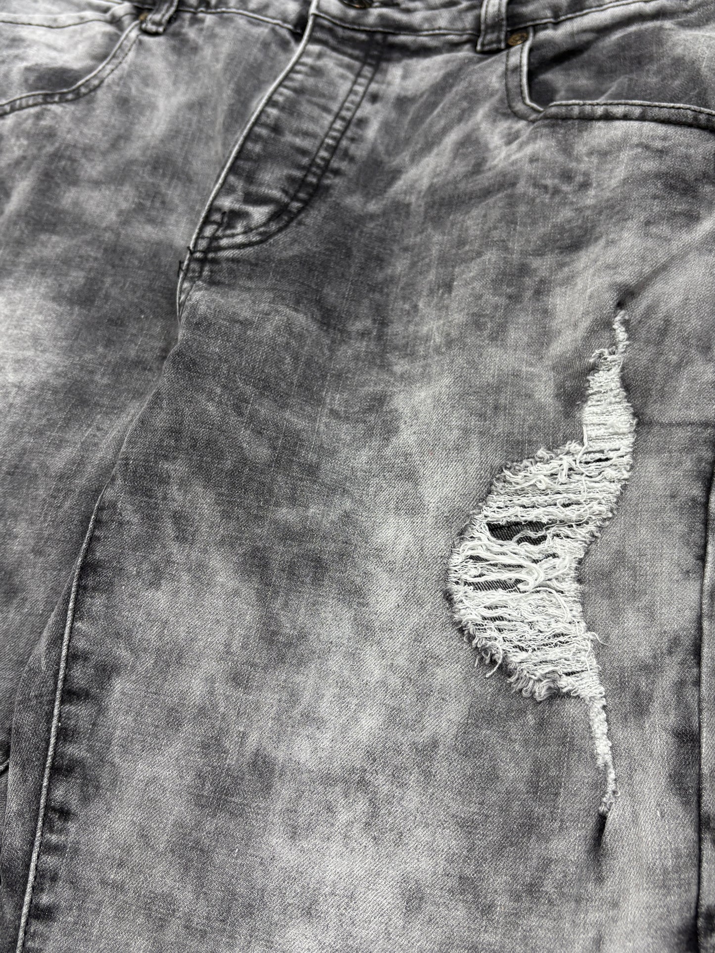 2000s Washed Biker Distressed Jeans