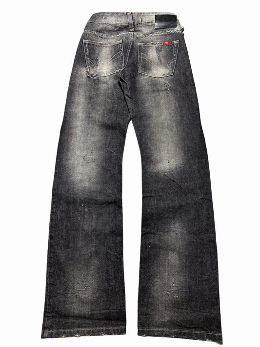 2000s Bootcut Washed Low Waist distressed jeans