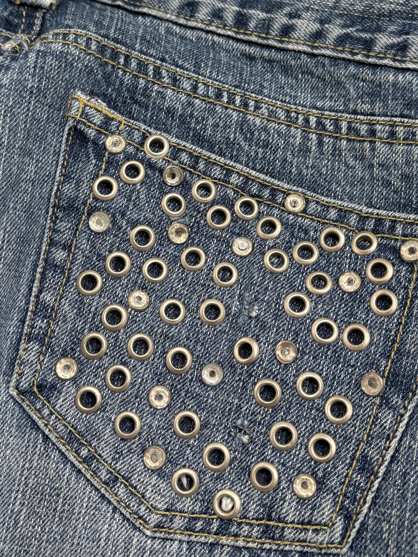 2000s Flare silver o-rings jeans flared bootcut archive