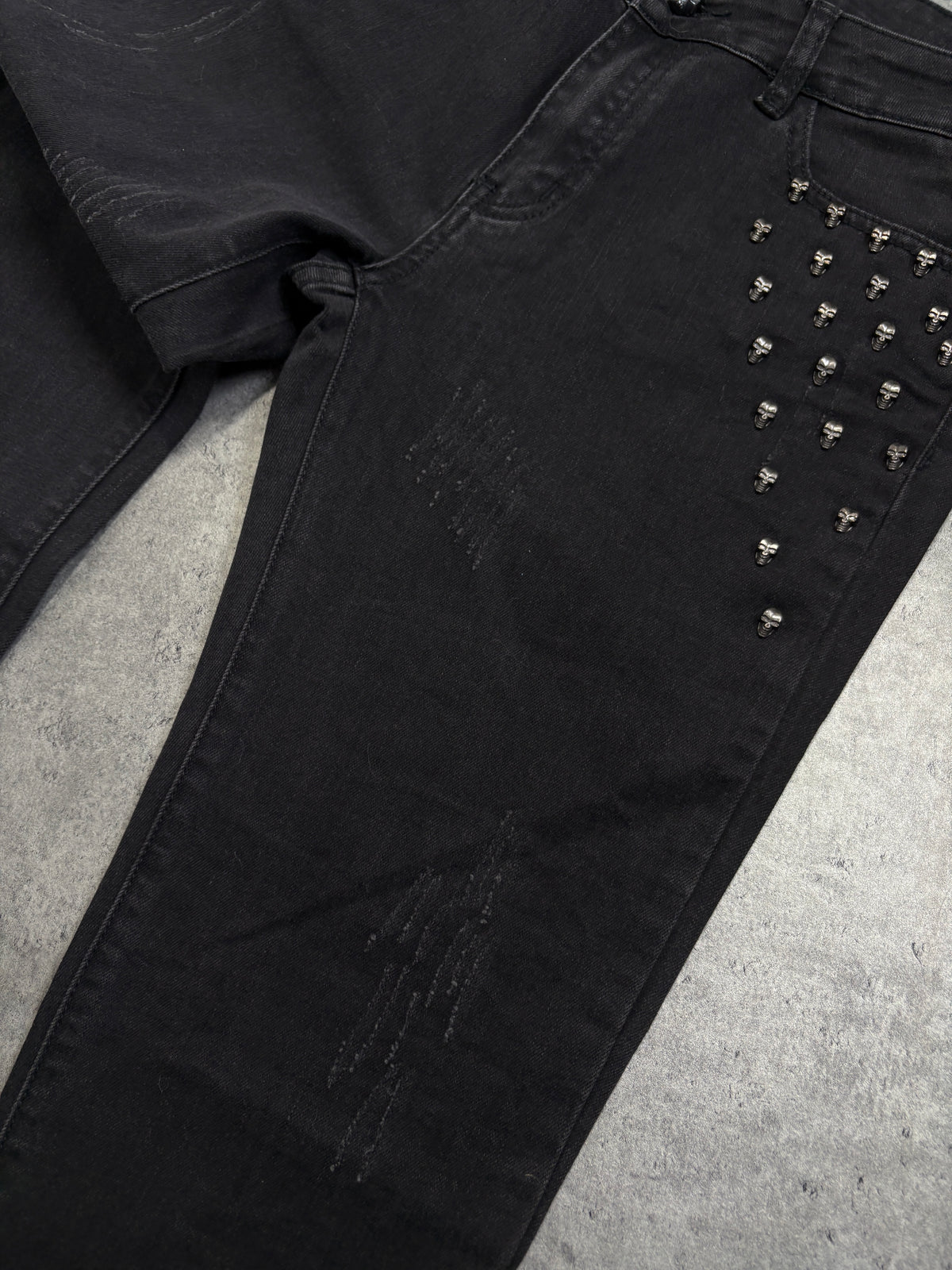 2000s alternative Rock Rebel Mini Skulls Jeans Goth