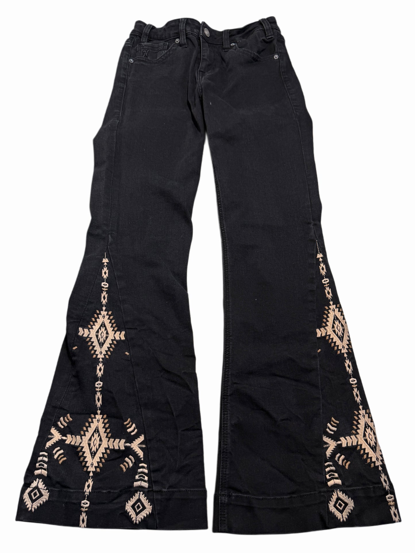 2000s Flare Rock&Roll Denim Black Jeans