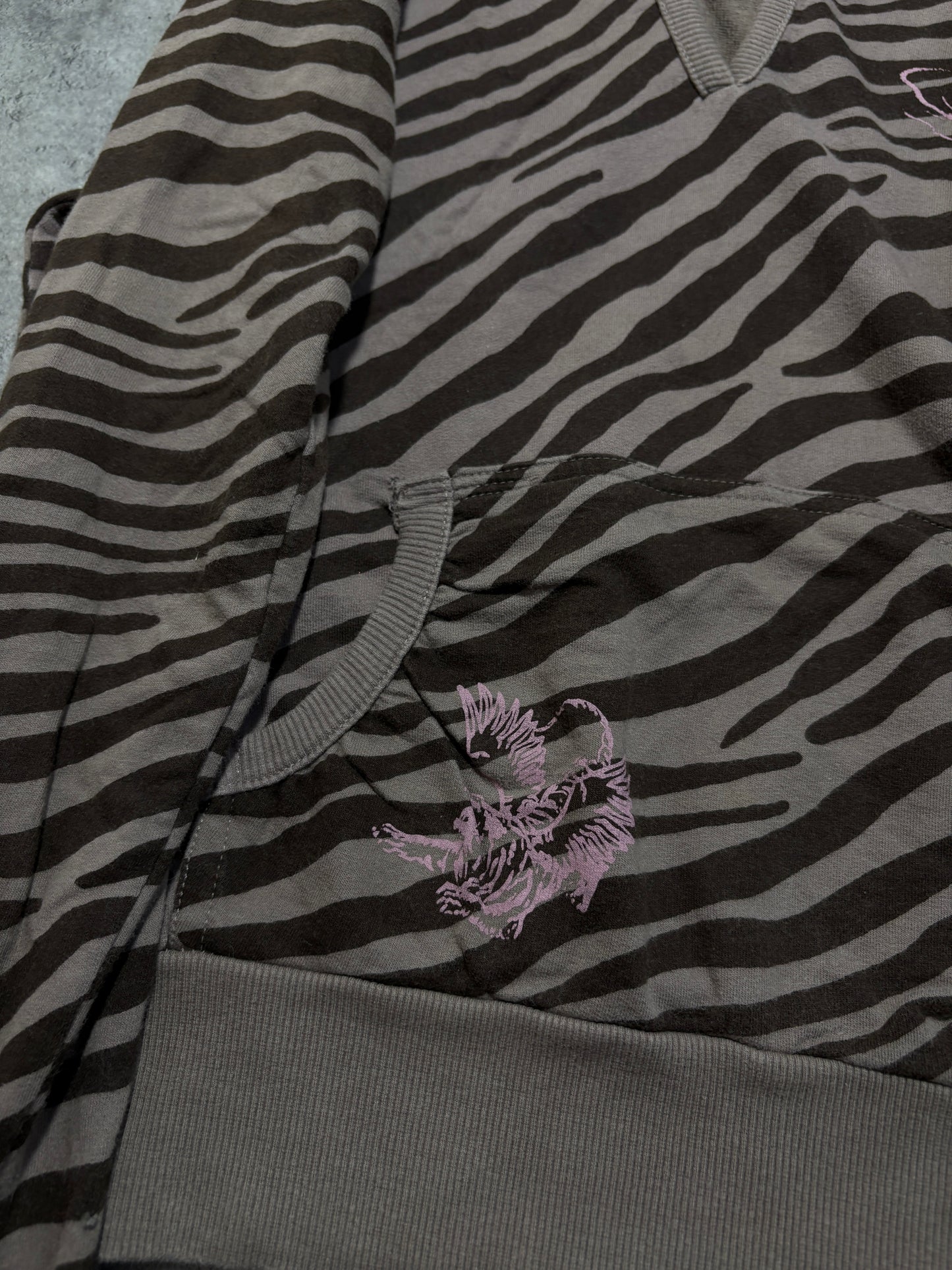 2000s v neck Zebra Print Y2K Hoodie