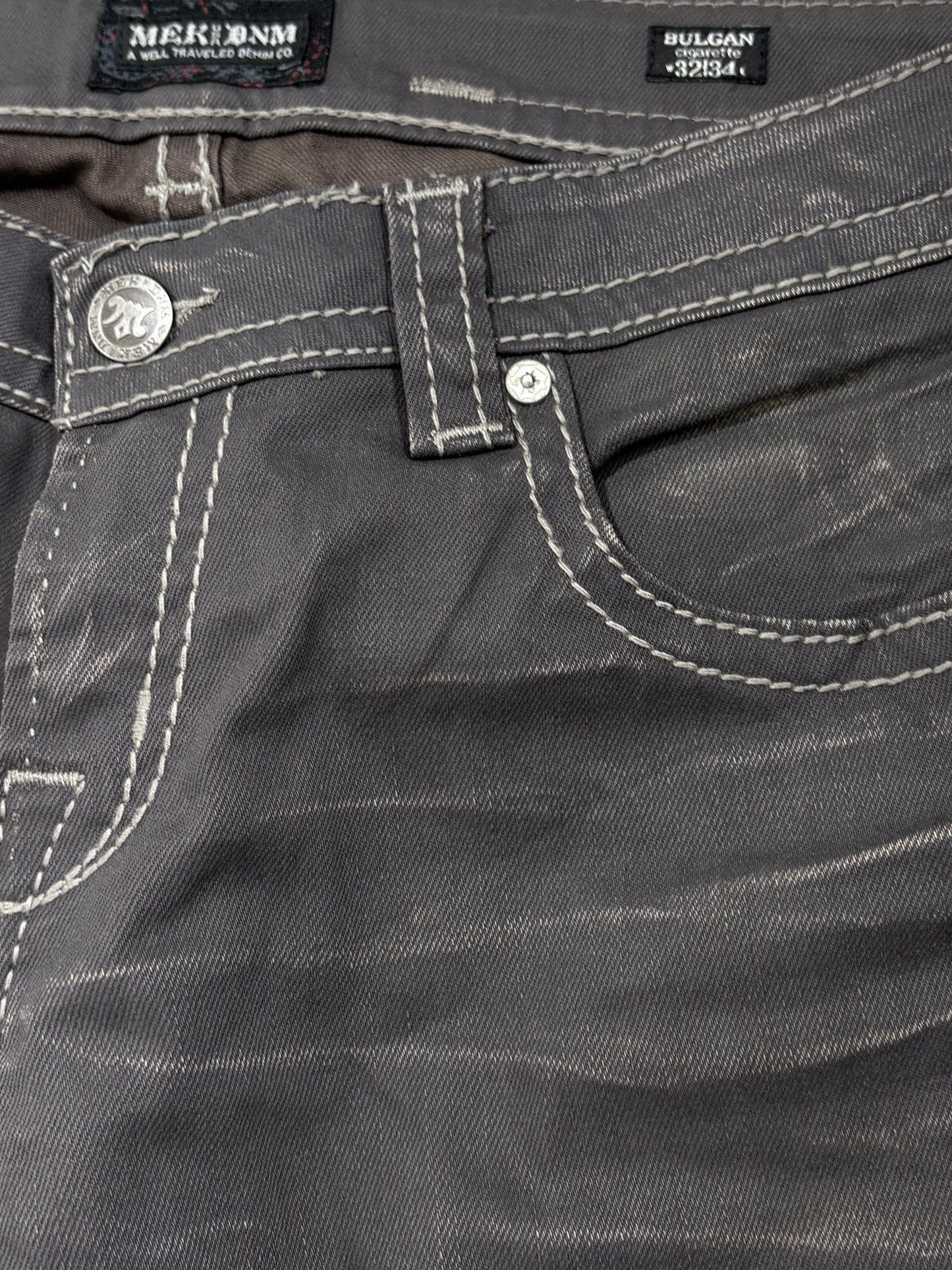 2000s Mek Denim waxed grey jeans