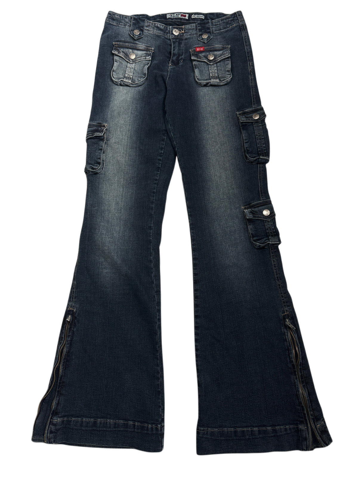 2000s Y2K Washed Flared Multipocket Jeans