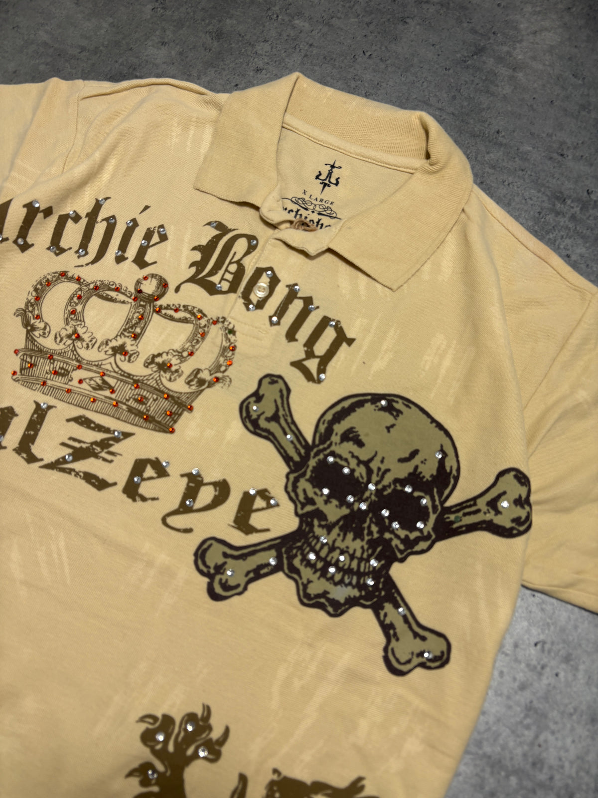 2000s Skull Y2K Archive Polo T-shirt