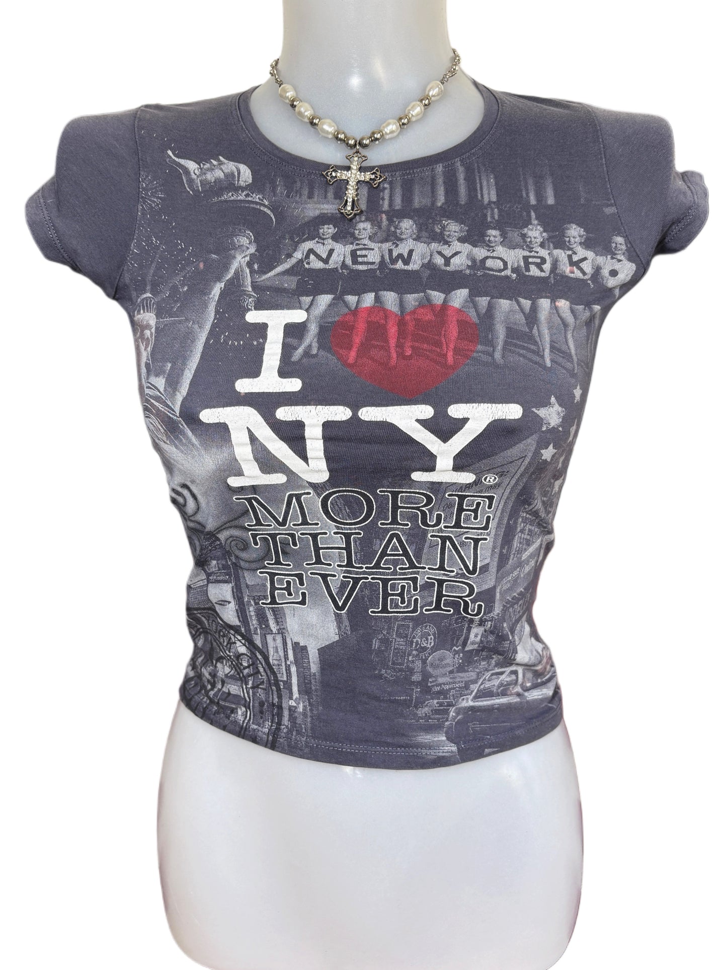 2000s I Love New York Baby Tee Top
