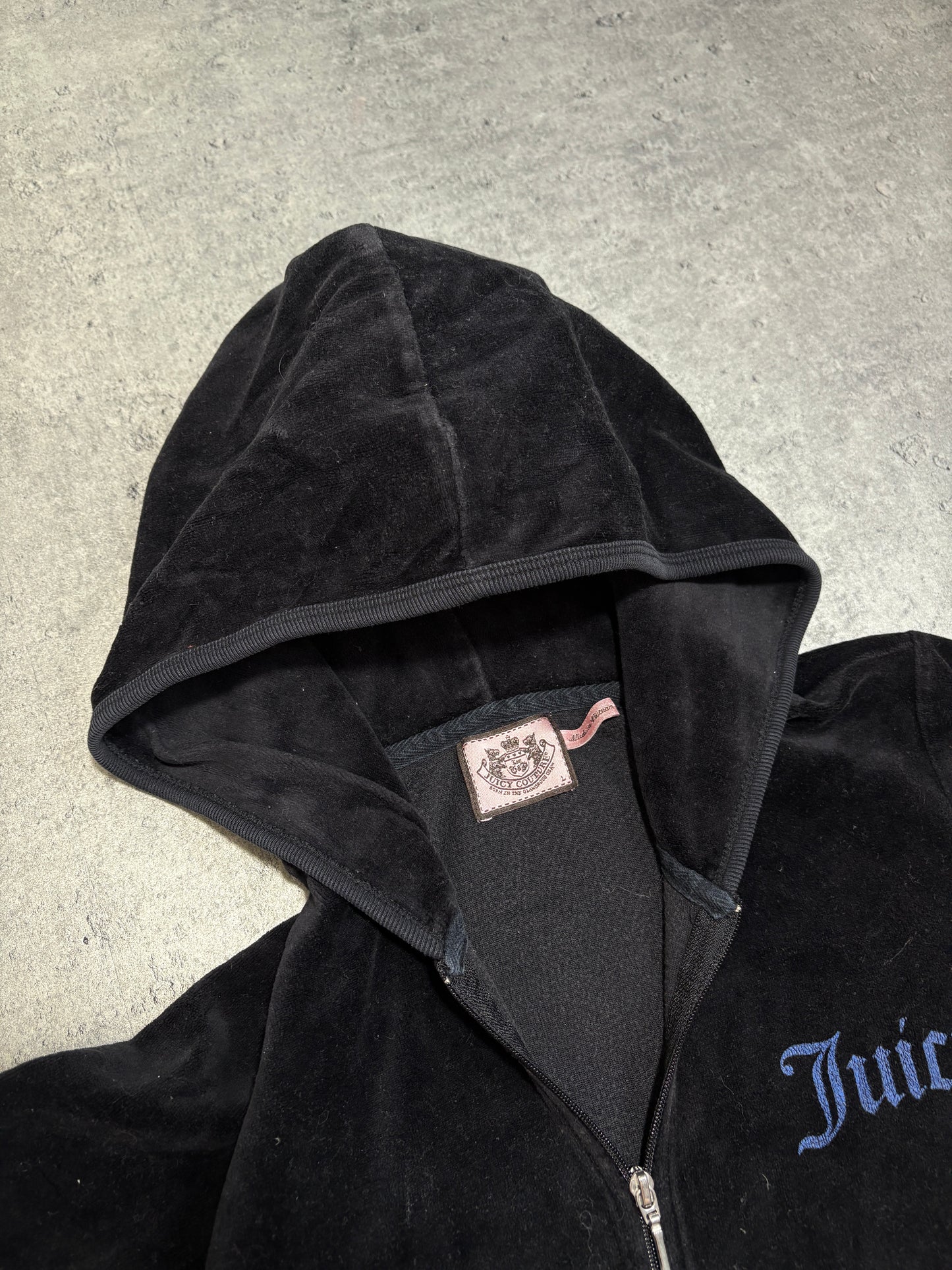 2000s Juicy Couture Welur Zip Up Hoodie navy
