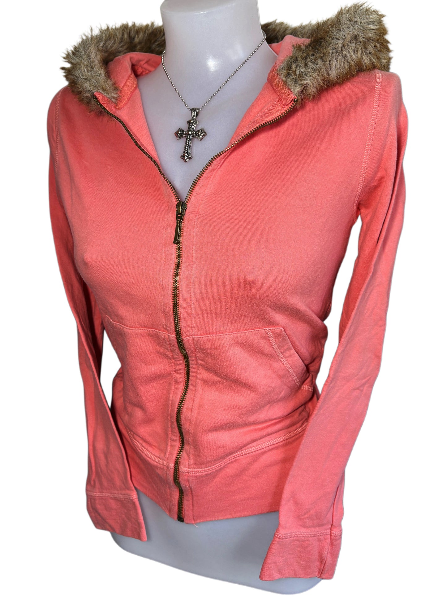2000s Fur Zip Up Hoodie