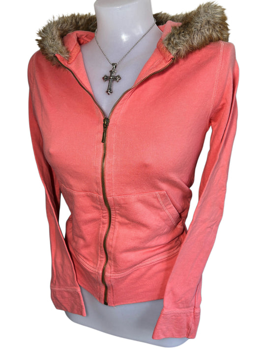 2000s Fur Zip Up Hoodie
