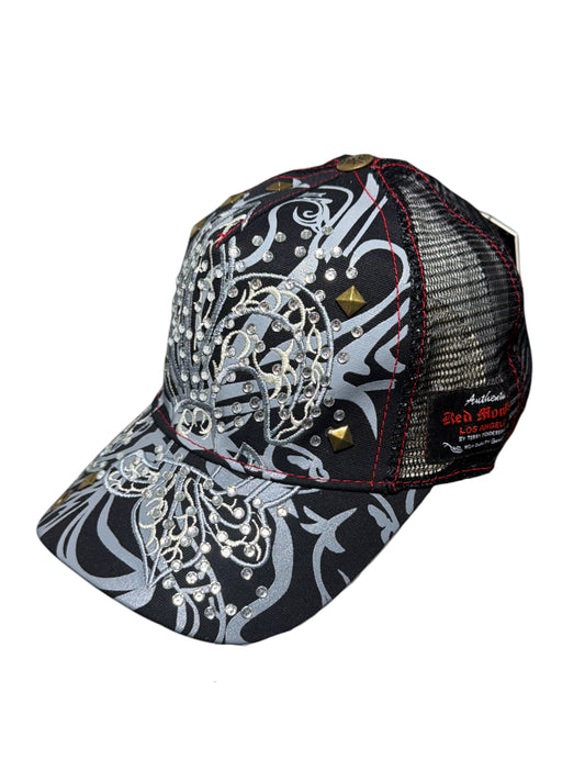 2000s Trucker Cap Red monkey black & silver