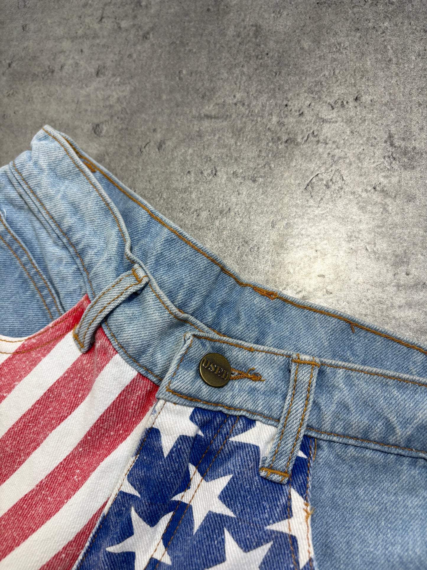 2000s USA flag jeans shorts