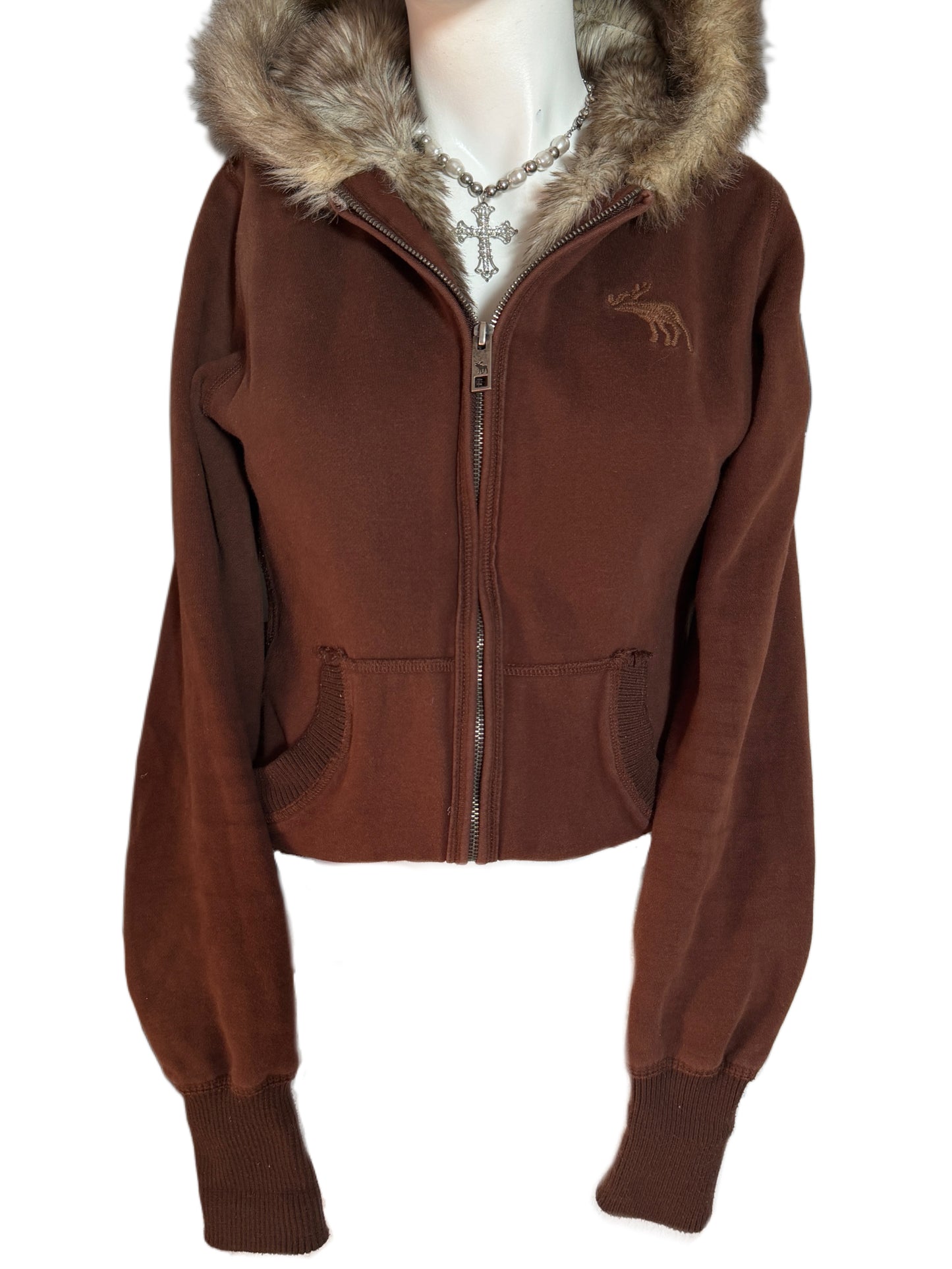 2000s Abercrombie fur zip hoodie