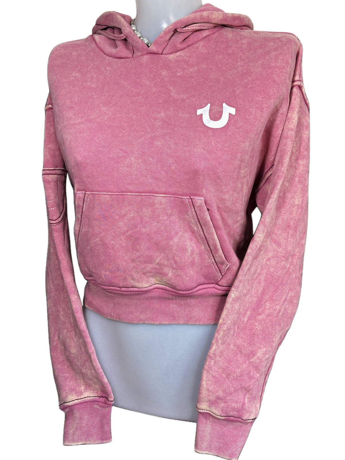 True Religion Pink Hoodie Washed Effect