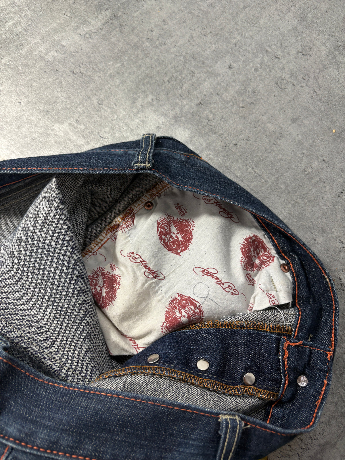 2000s *RARE* Ed Hardy Baggy Y2K Skull Jeans