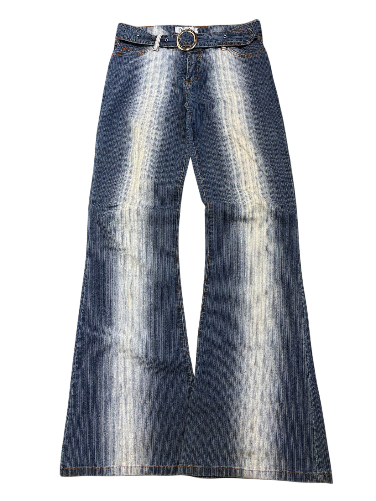 2000s Y2K Belt Flared Jeans bootcut Washed