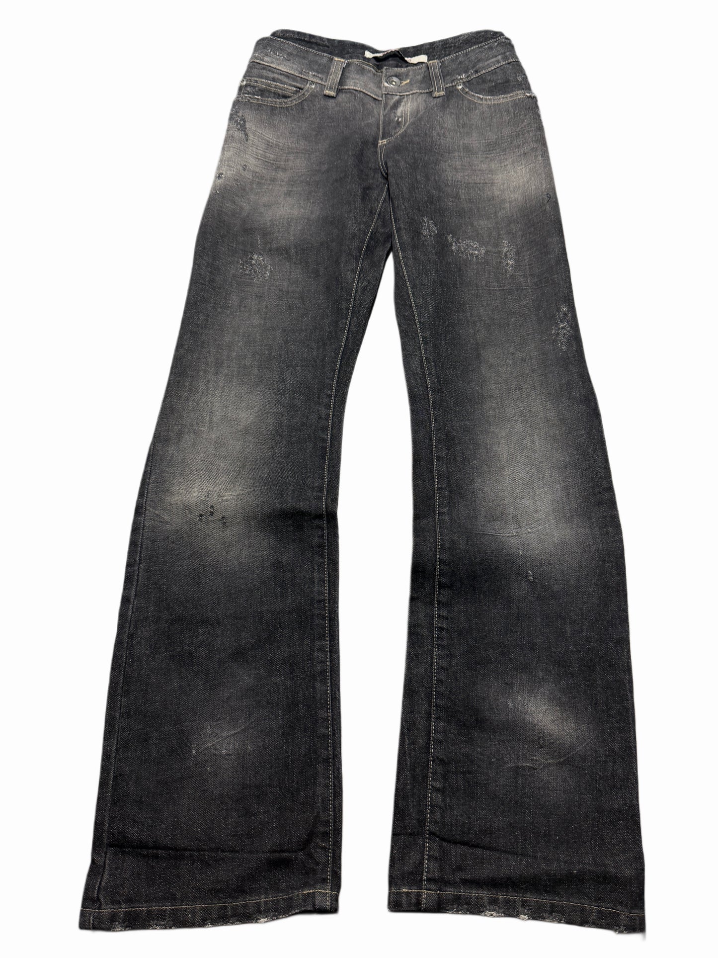 2000s Bootcut Washed Low Waist distressed jeans