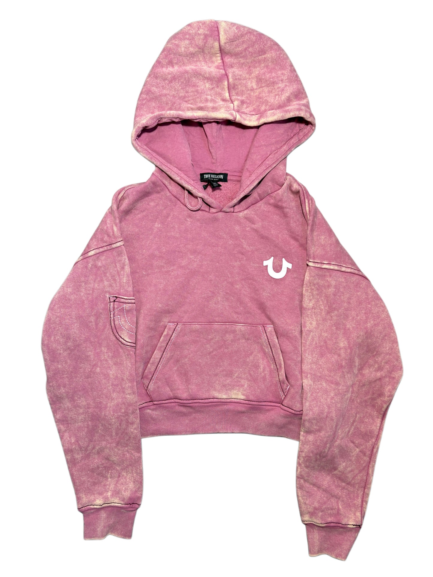 True Religion Pink Hoodie Washed Effect