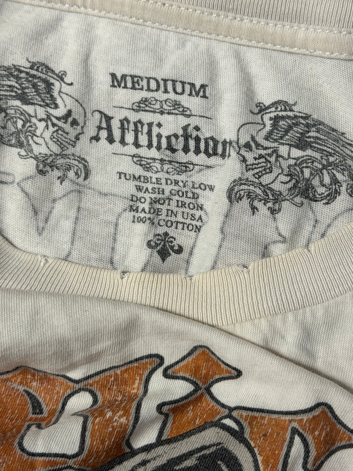 2000s Affliction cream t-shirt