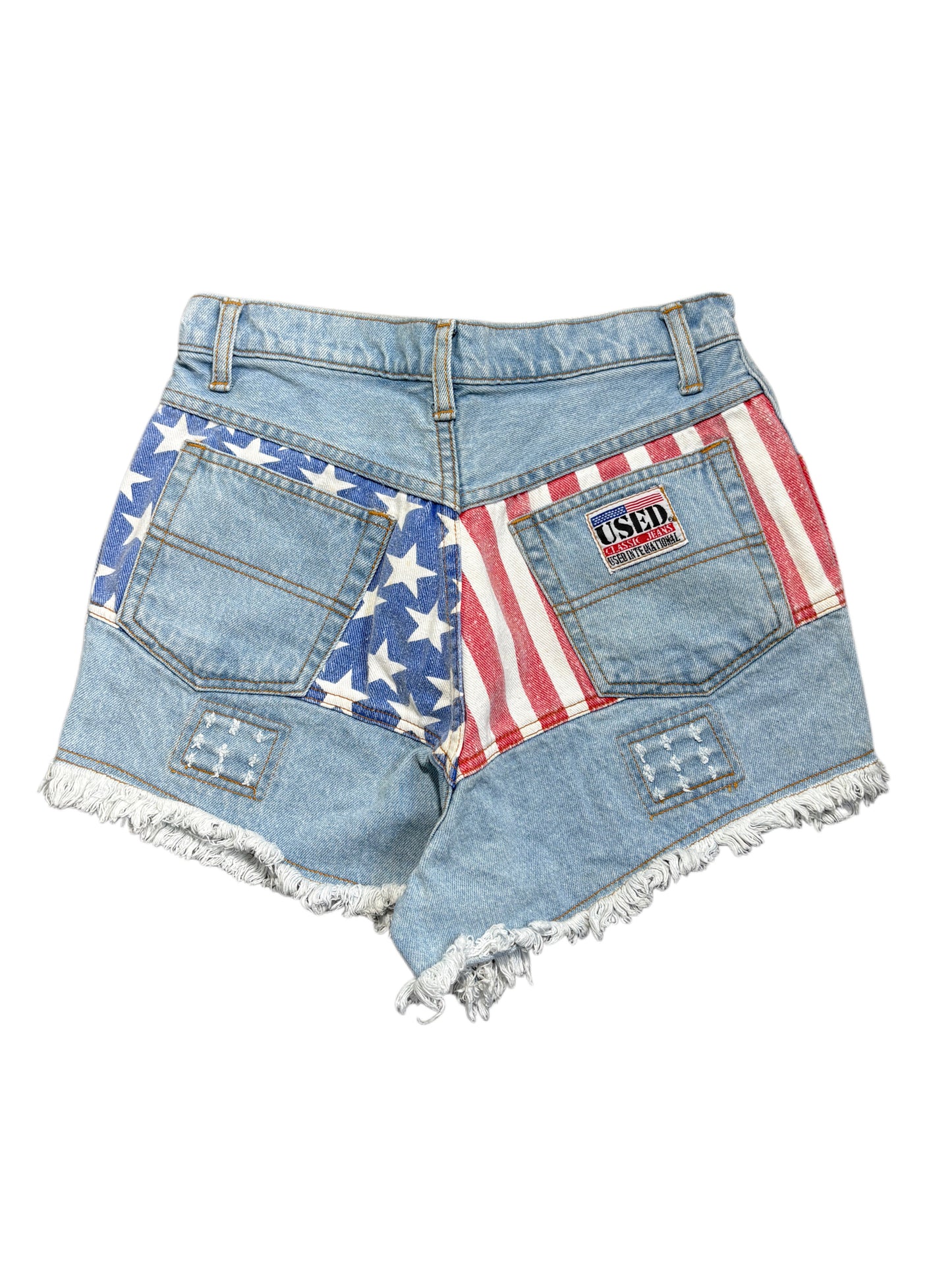2000s USA flag jeans shorts