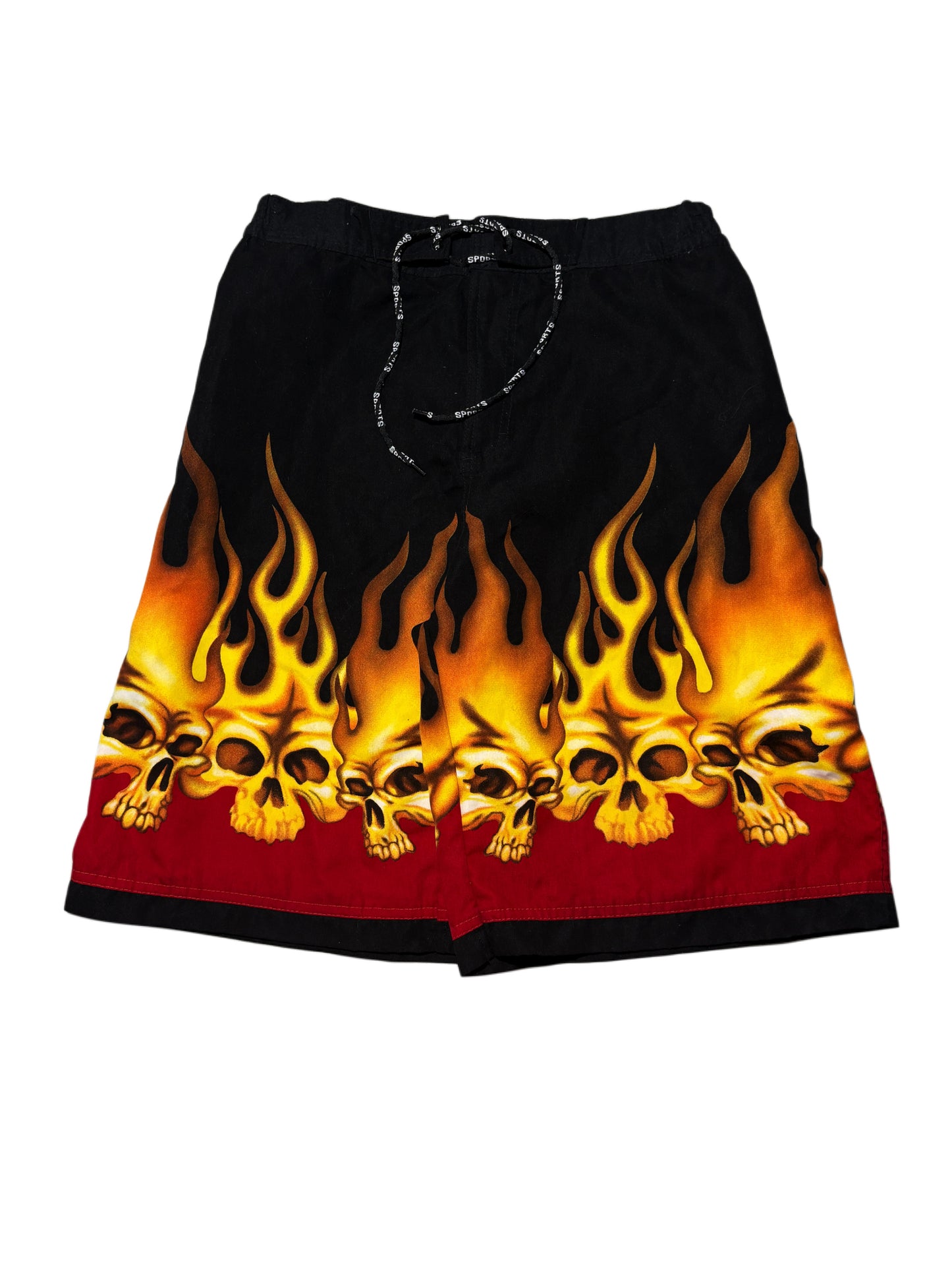 2000s Skull Fire Swim Shorts