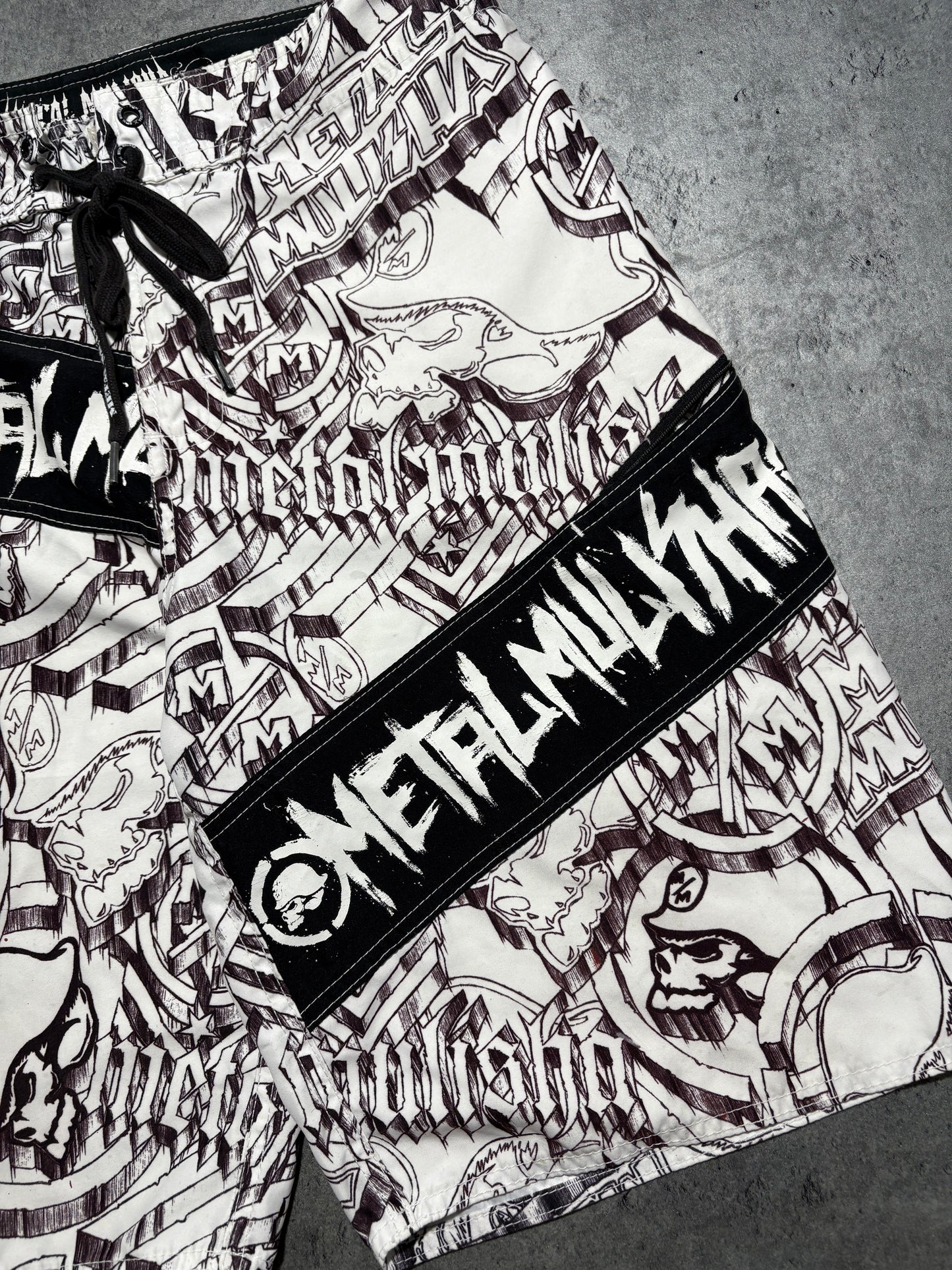 2000s Metal Mulisha skull swim shorts