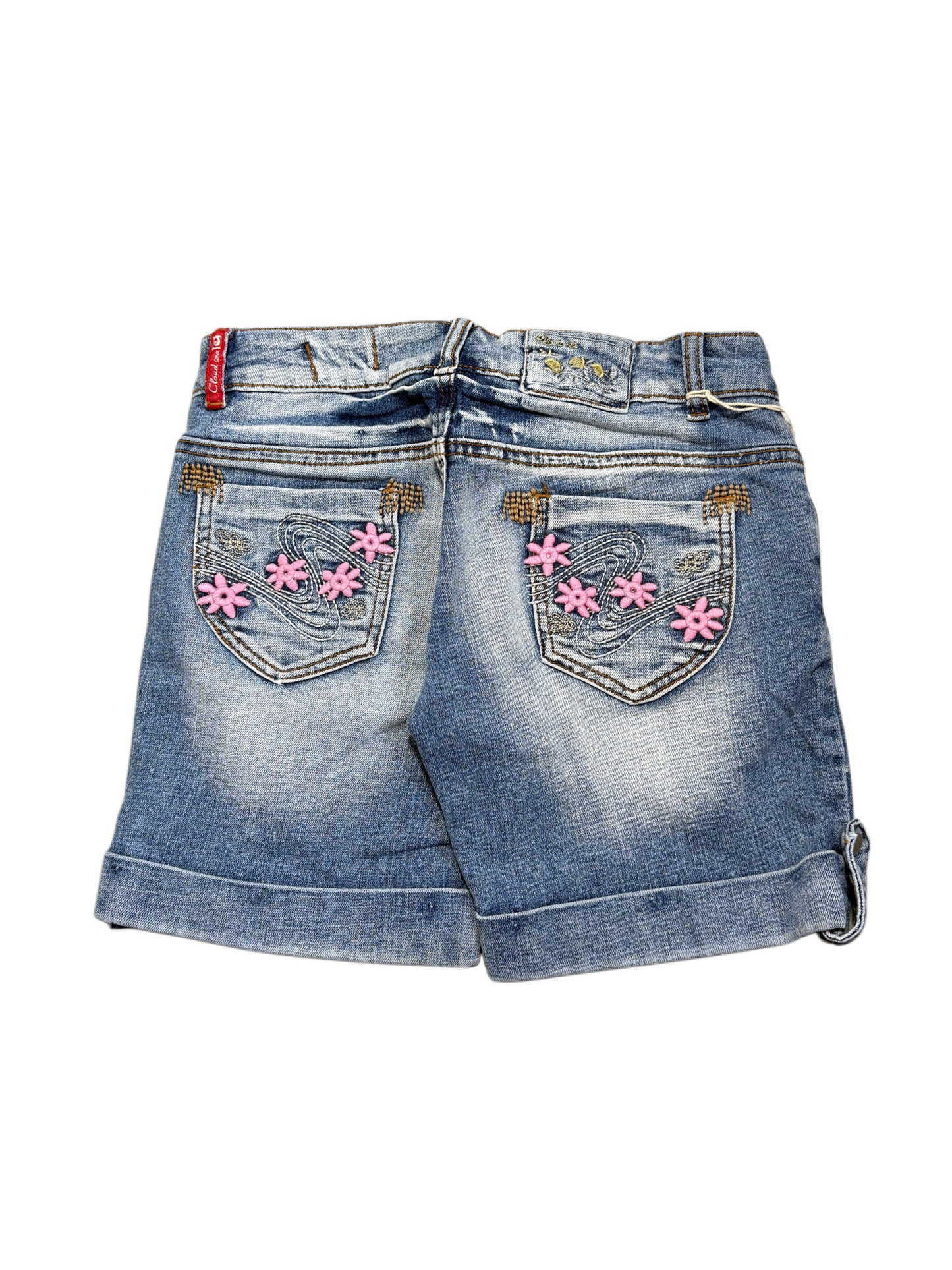 2000s Flowers washed jeans shorts