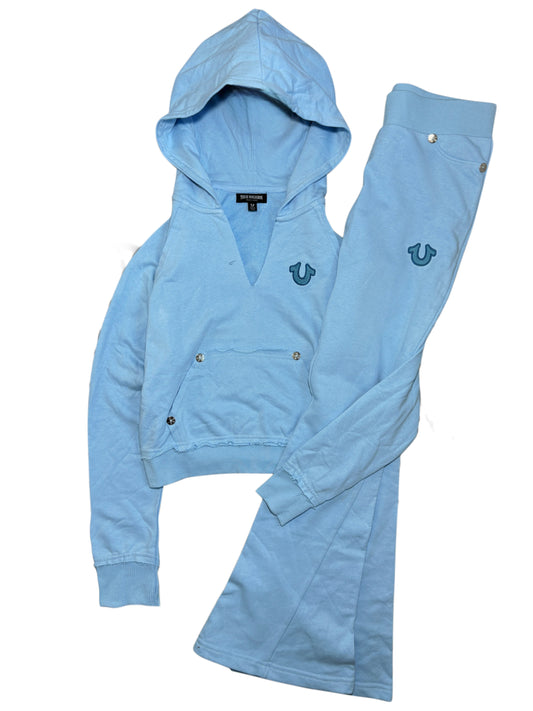 True Religion baby blue set hoodie + sweatpants