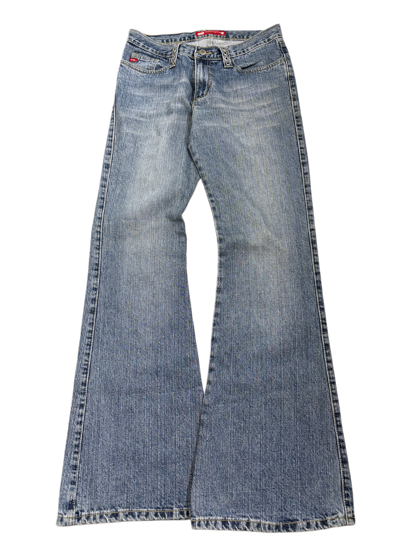 2000s Flare silver o-rings jeans flared bootcut archive