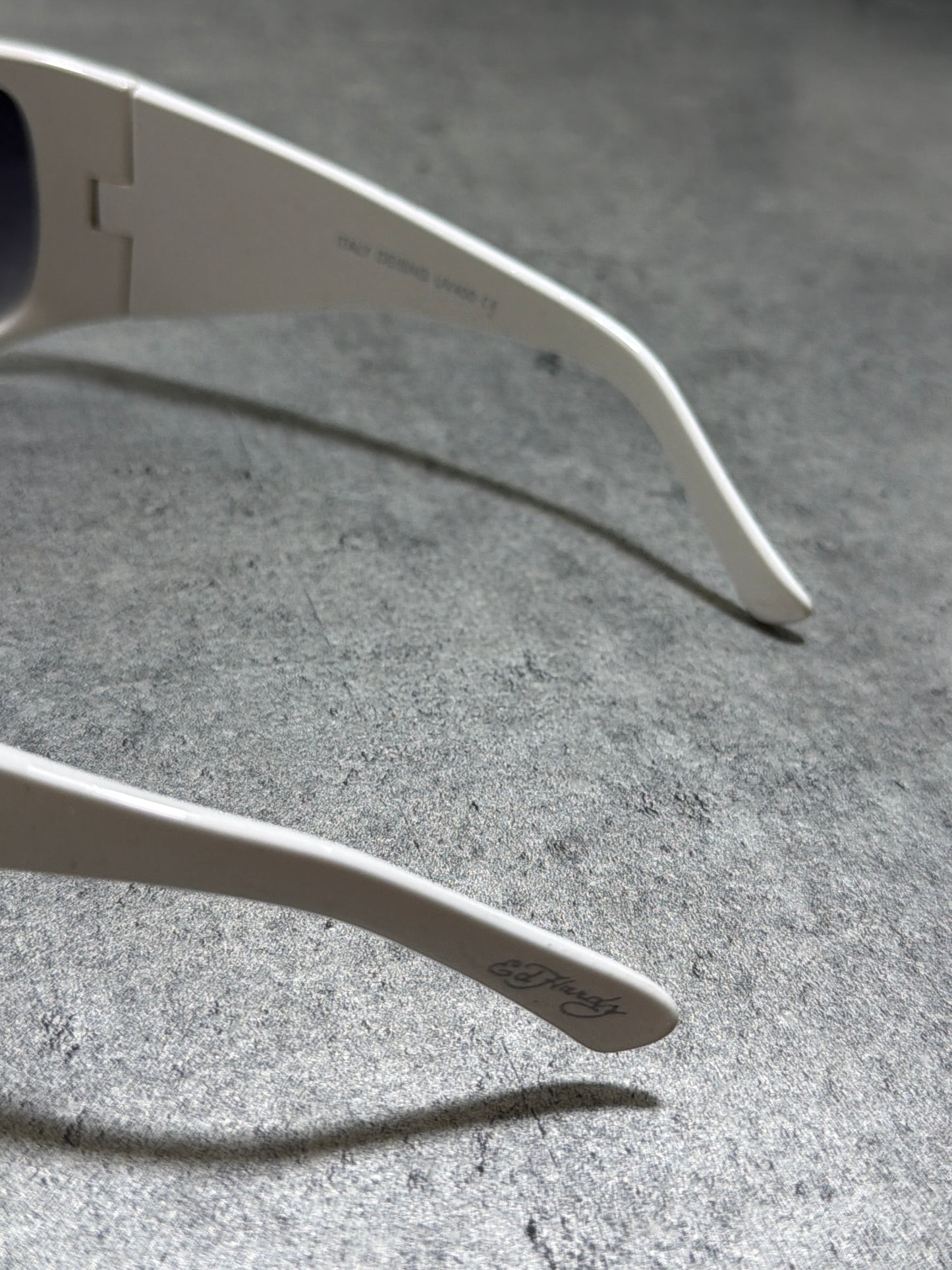 2000s Ed Hardy sunglasses white okulary przeciwsłoneczne