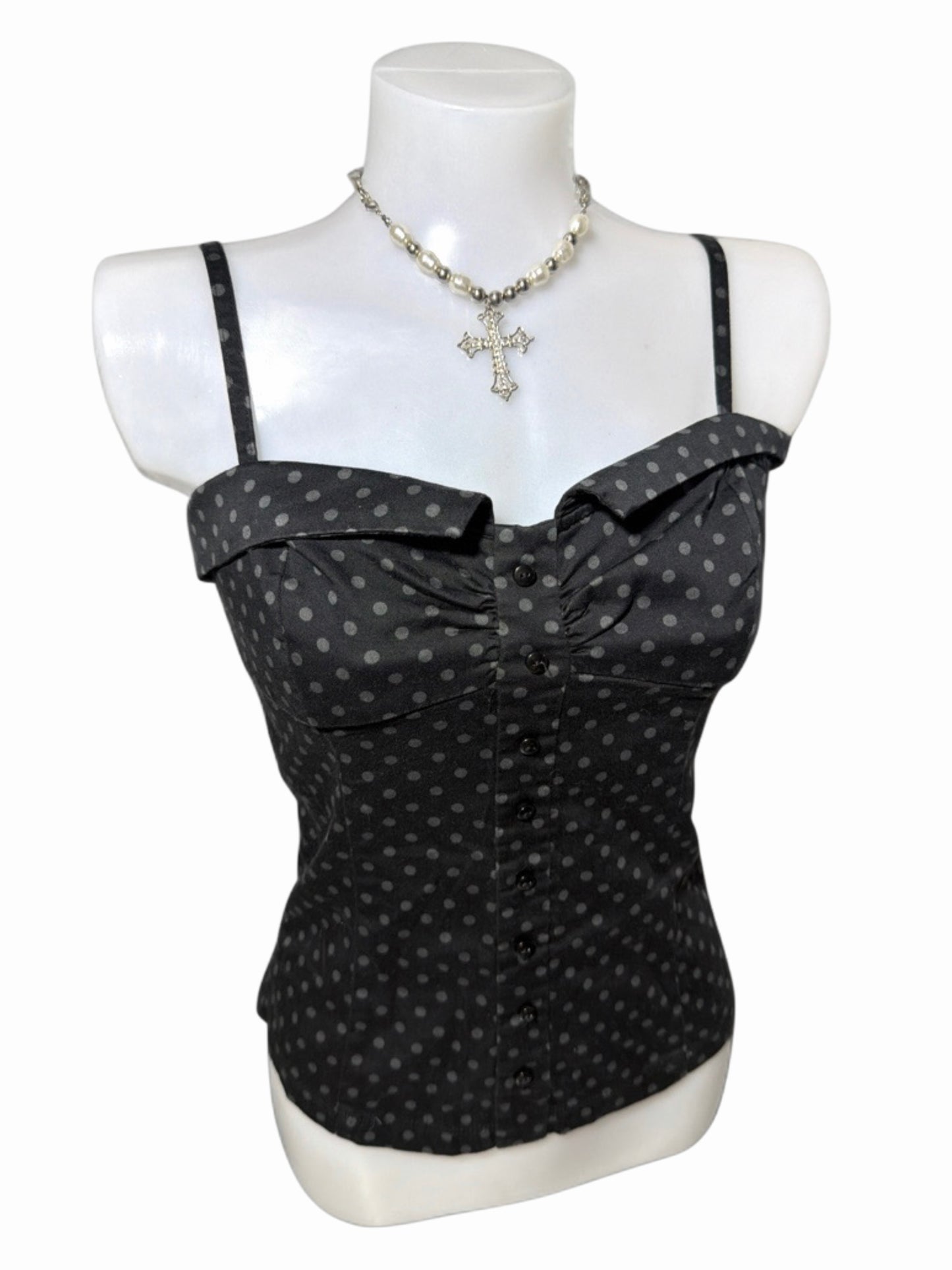 2000s Top Polka Doot gorset w kropki
