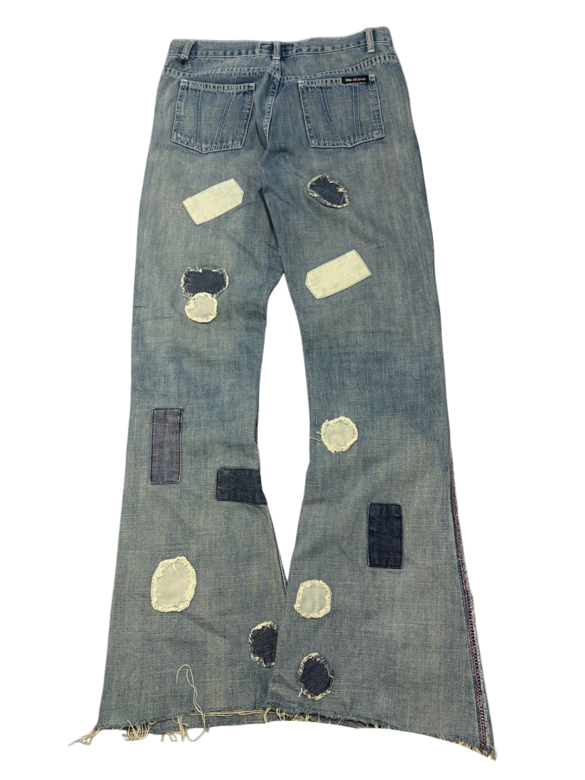 2000s Y2K Patchwork Flared Jeans