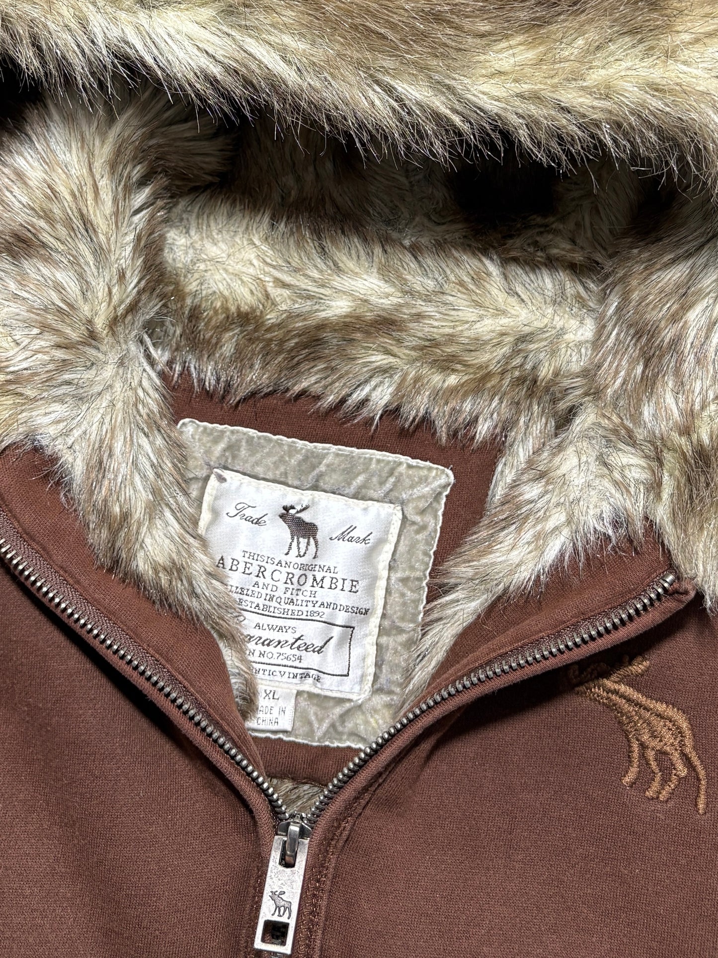 2000s Abercrombie fur zip hoodie