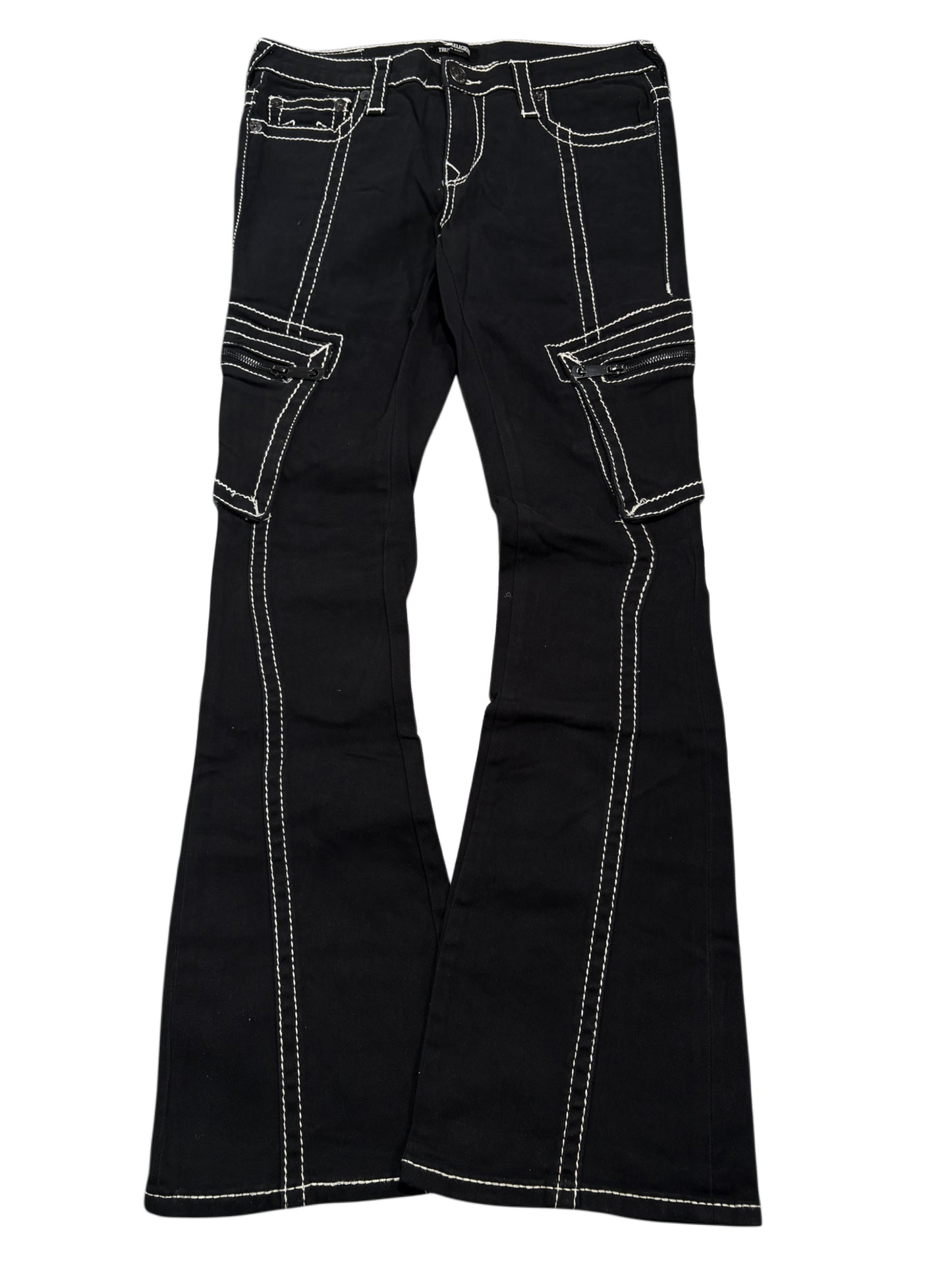 True Religon Black Flare Jeans Dzwony
