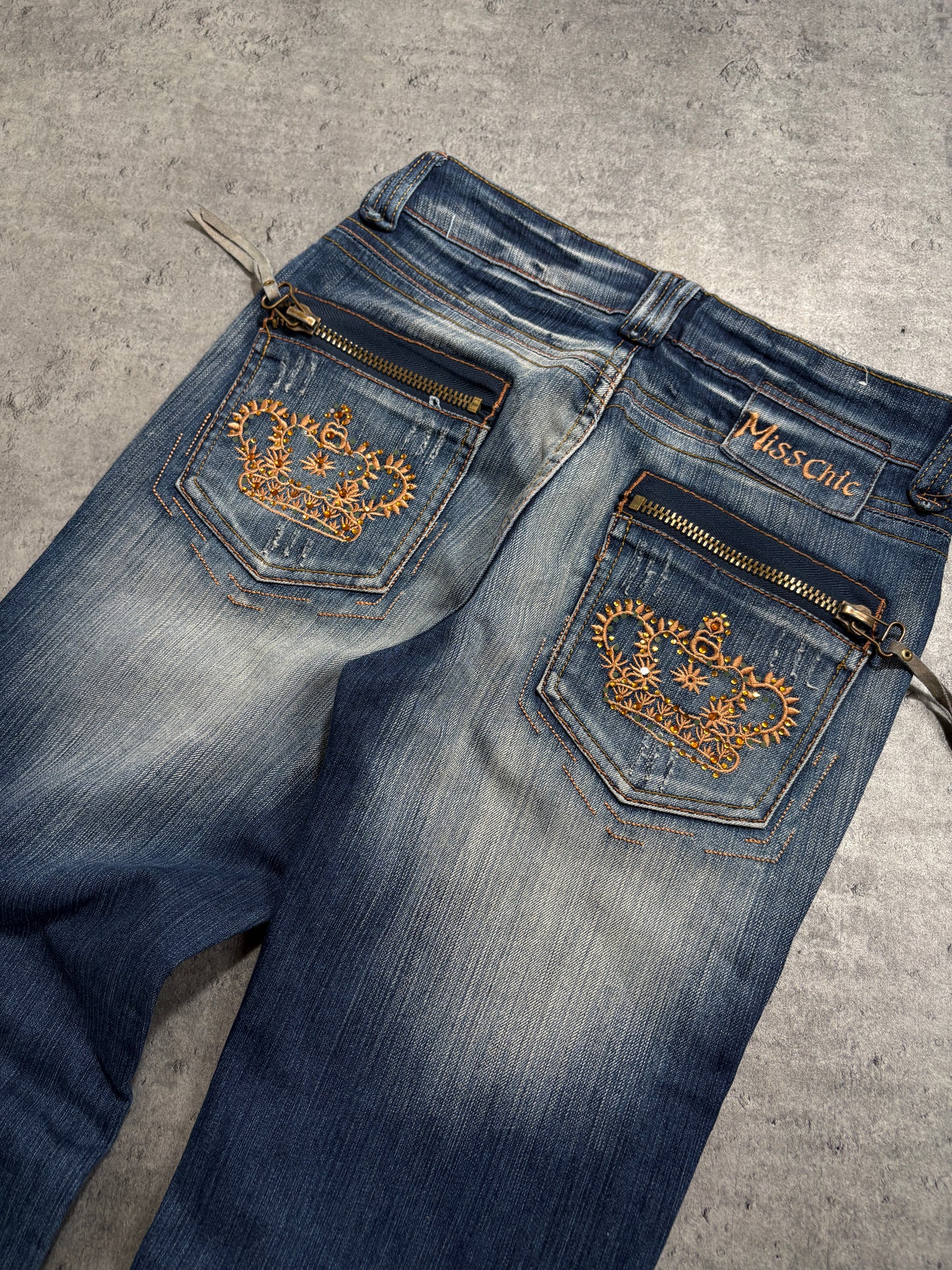 2000s Miss Chic Crowns Gold Jeans