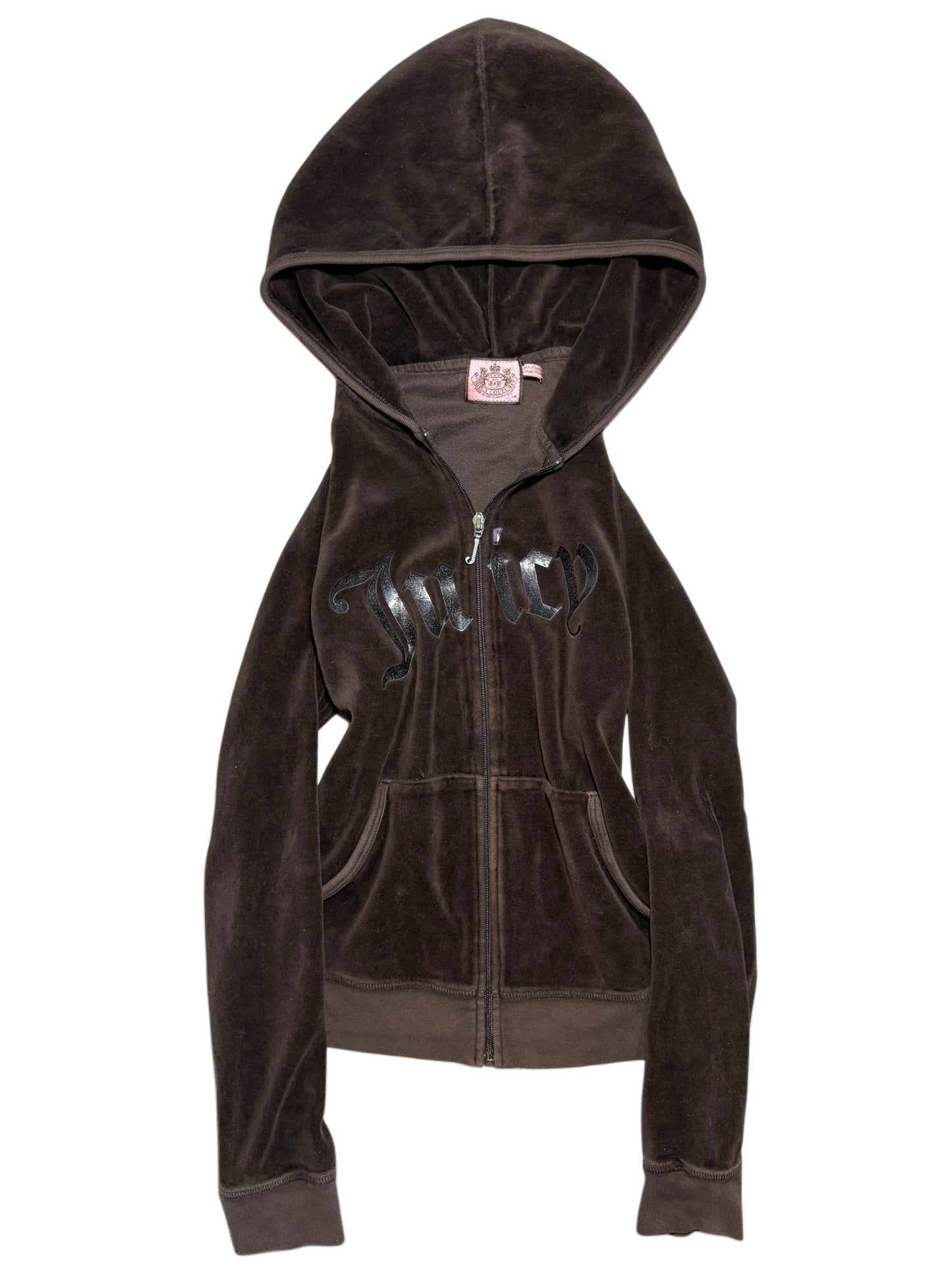 2000s Juicy Couture vintage brown welur zip up hoodie