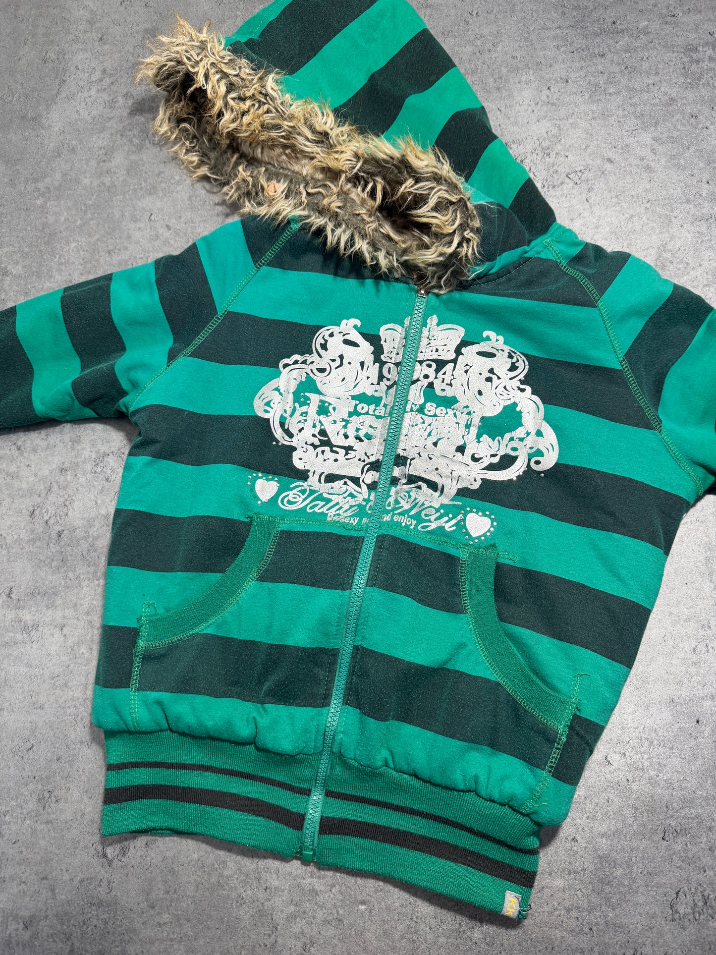 2000s Fur zip up y2k hoodie