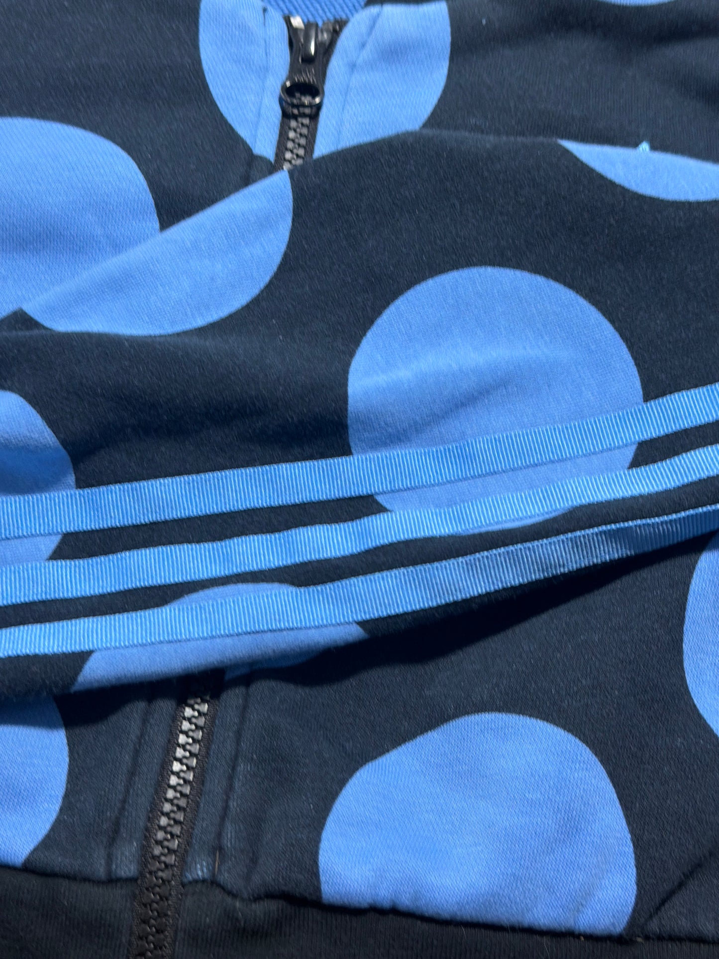 2000s Adidas x Pharell Williams Polka Dot cropped zip up hoodie