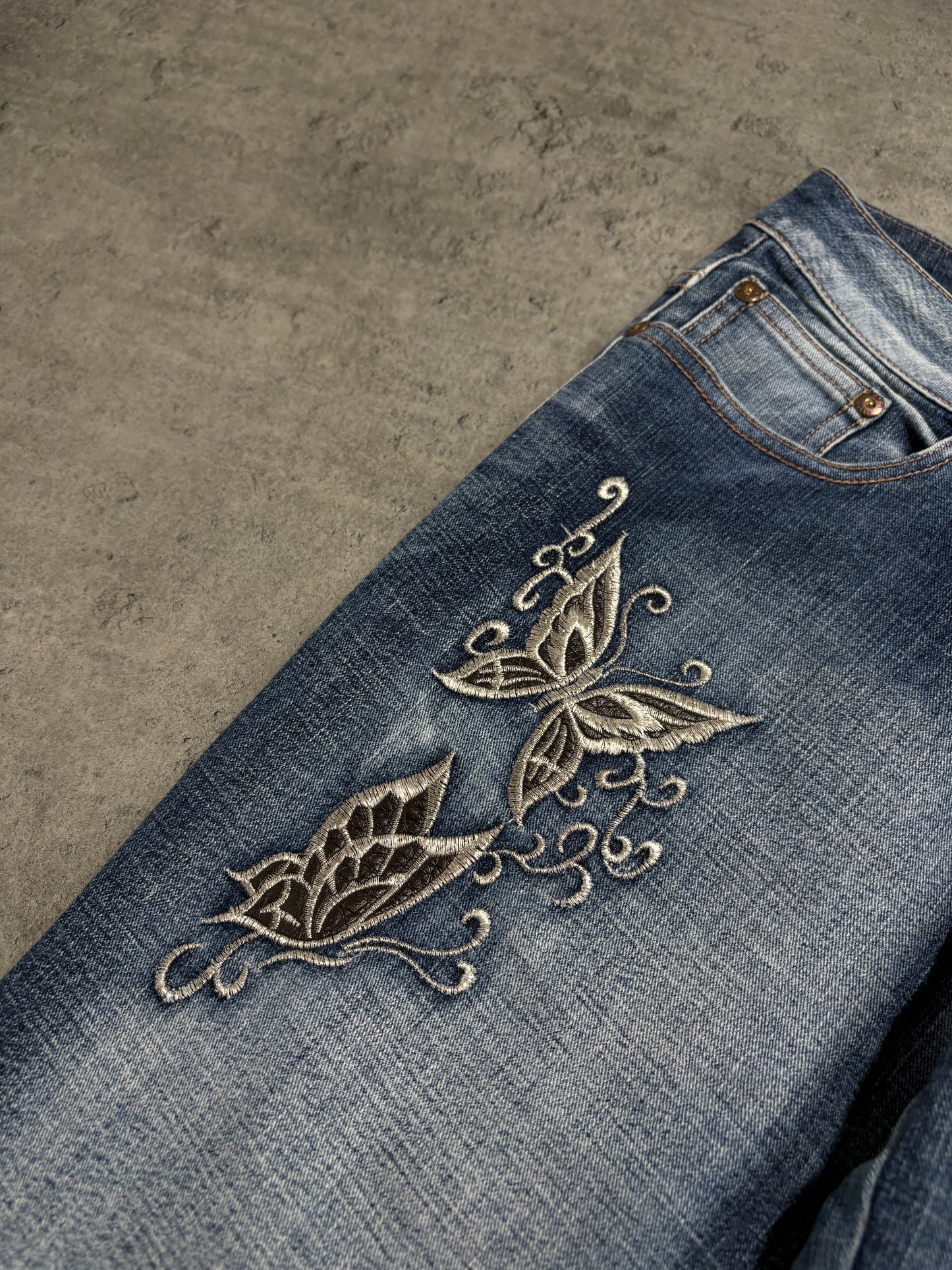 2000s Flare Washed Butterfly Jeans